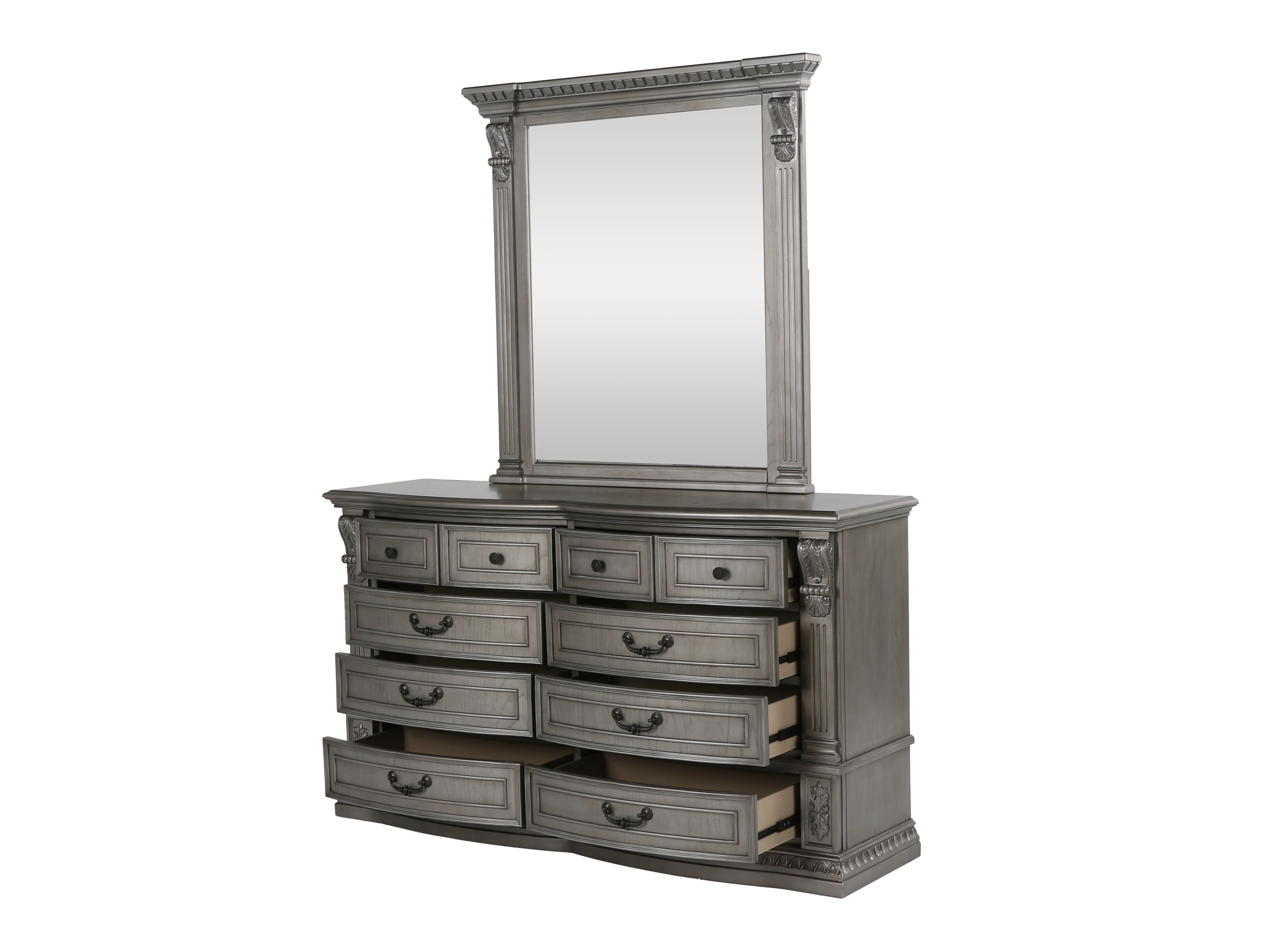 Platinum Ornate Panel 6-Piece Bedroom Set with Storage & Mirror - Image 7