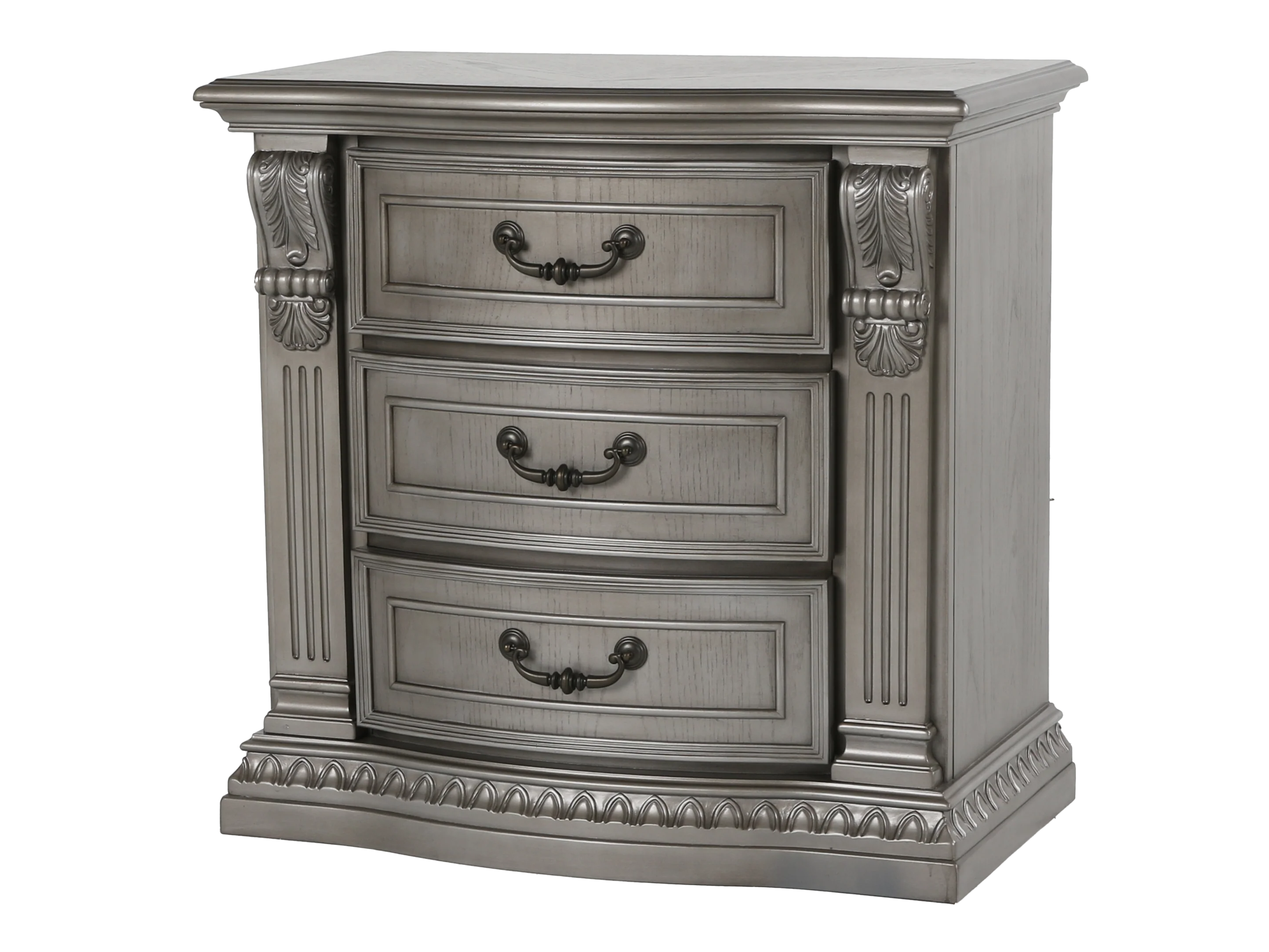 Platinum Ornate Panel 6-Piece Bedroom Set with Storage & Mirror - Image 9