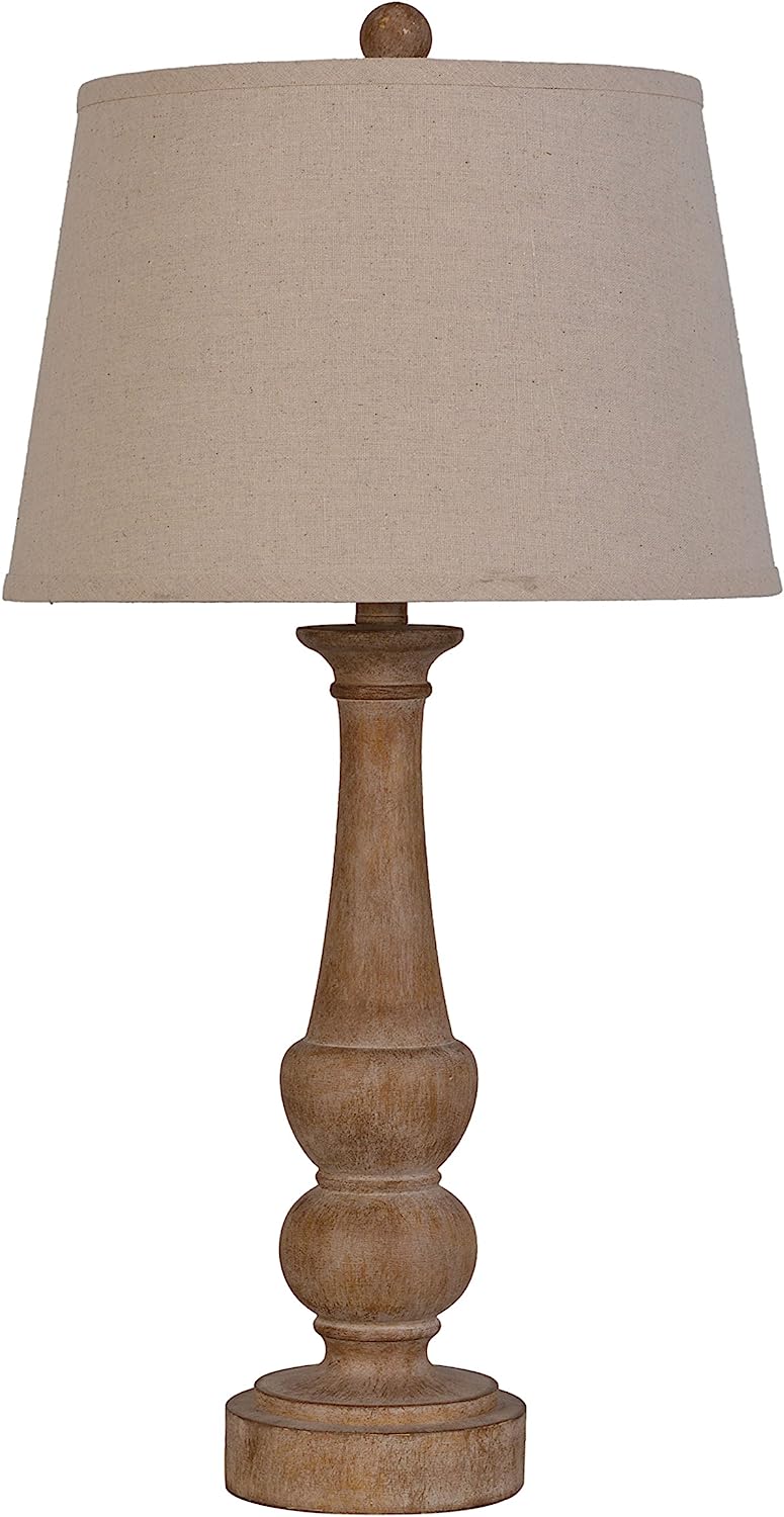 Polyresin Table Lamp, Reclaimed Wood Look Set of 2