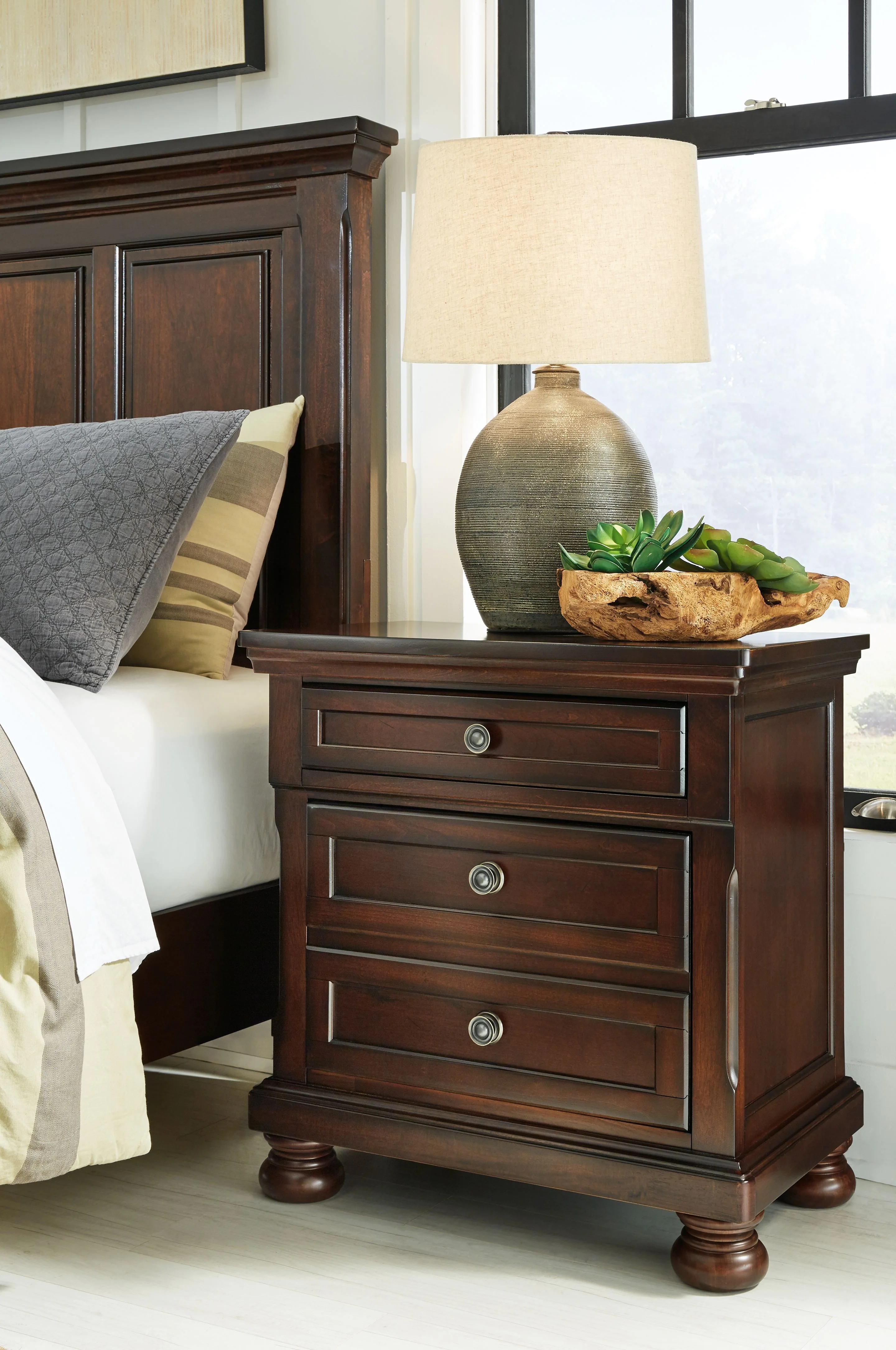 Porter - Two Drawer Night Stand - Dark Brown - Image 7