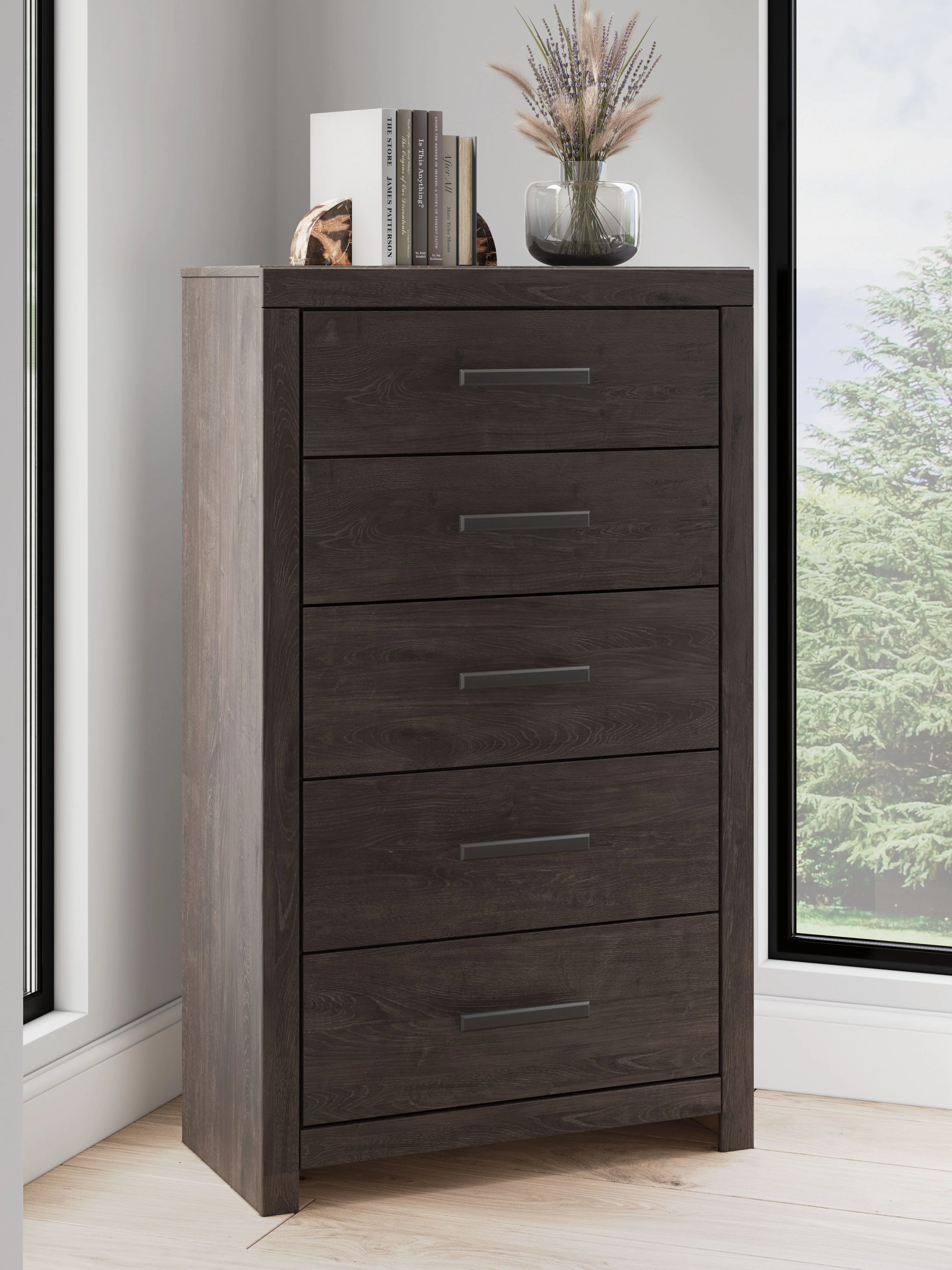 Prendonea - Five Drawer Chest - Charcoal - Image 2