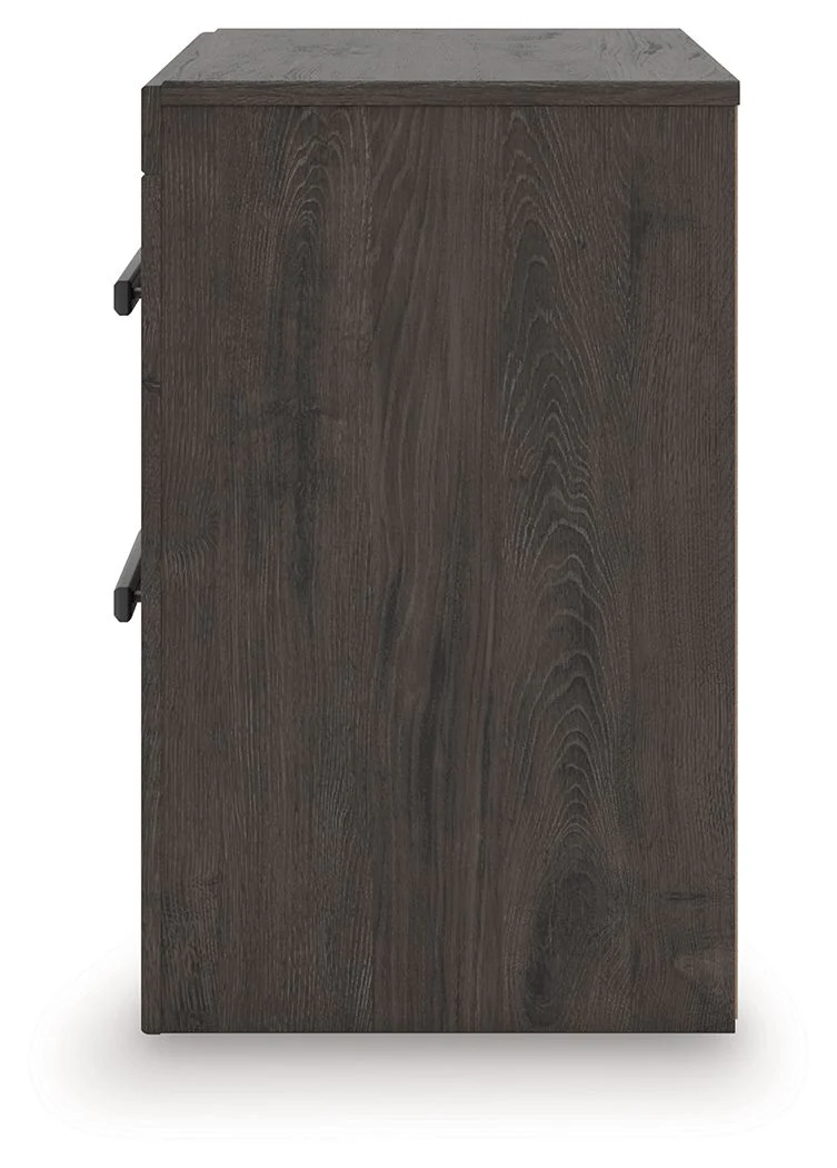 Prendonea - Two Drawer Night Stand - Charcoal - Image 3
