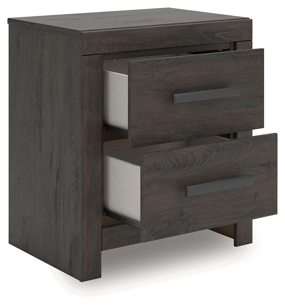 Prendonea - Two Drawer Night Stand - Charcoal - Image 4