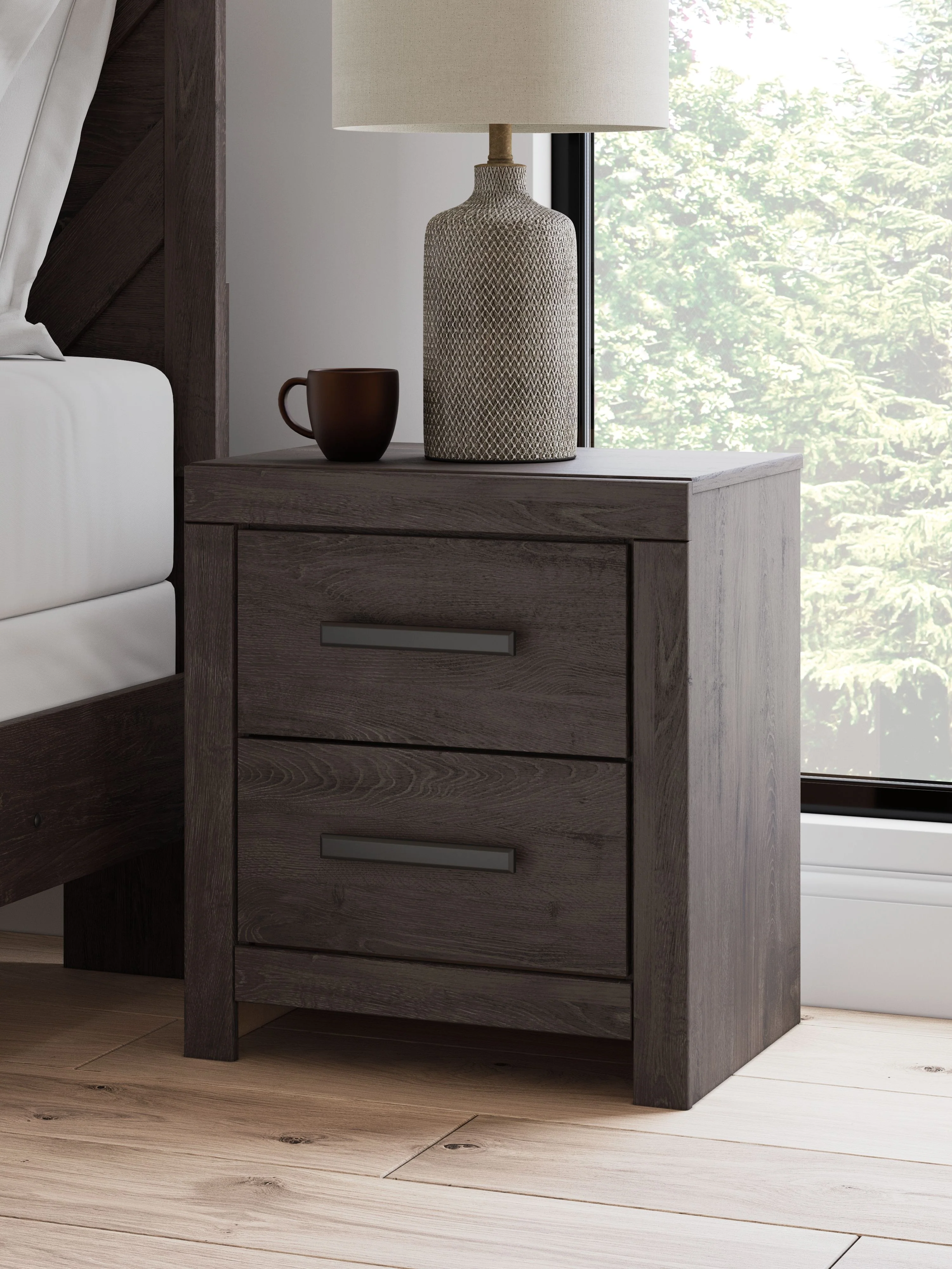 Prendonea - Two Drawer Night Stand - Charcoal - Image 7