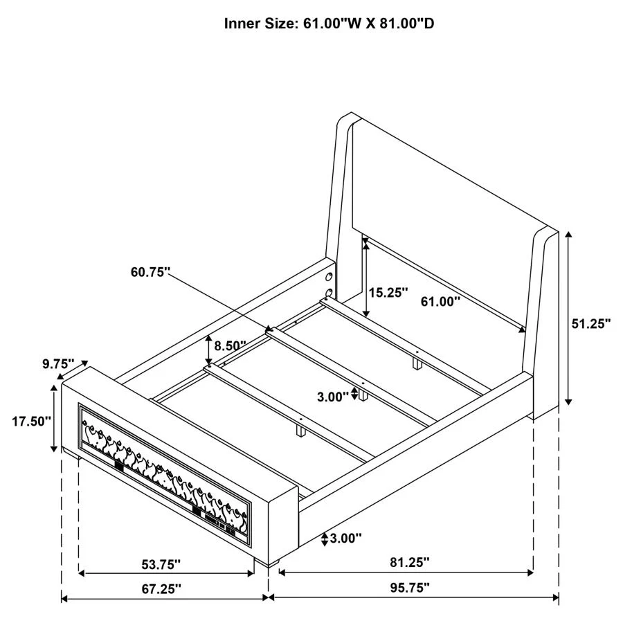 Preston - Upholstered Audio Flame Visualizer Bed - Image 35