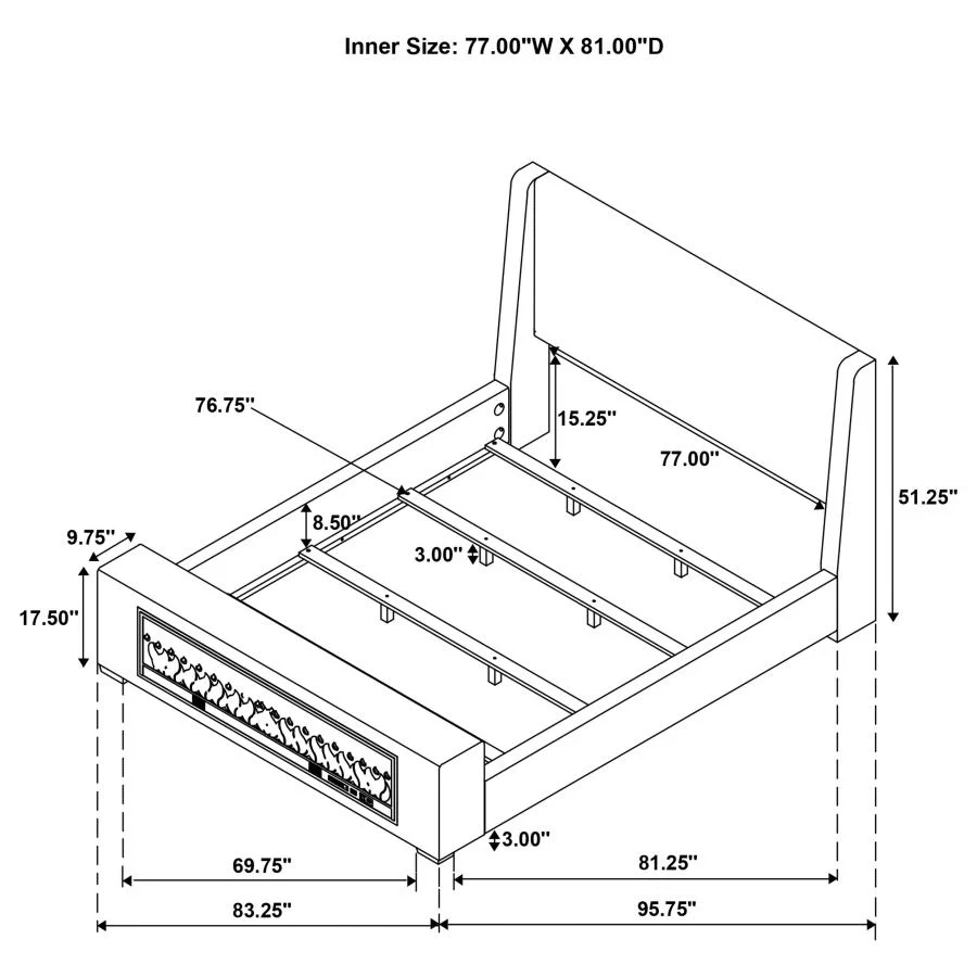 Preston - Upholstered Audio Flame Visualizer Bed - Image 36
