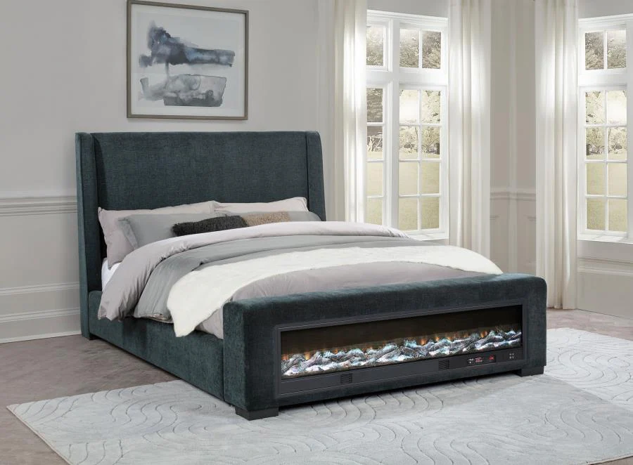 Preston - Upholstered Audio Flame Visualizer Bed - Image 4