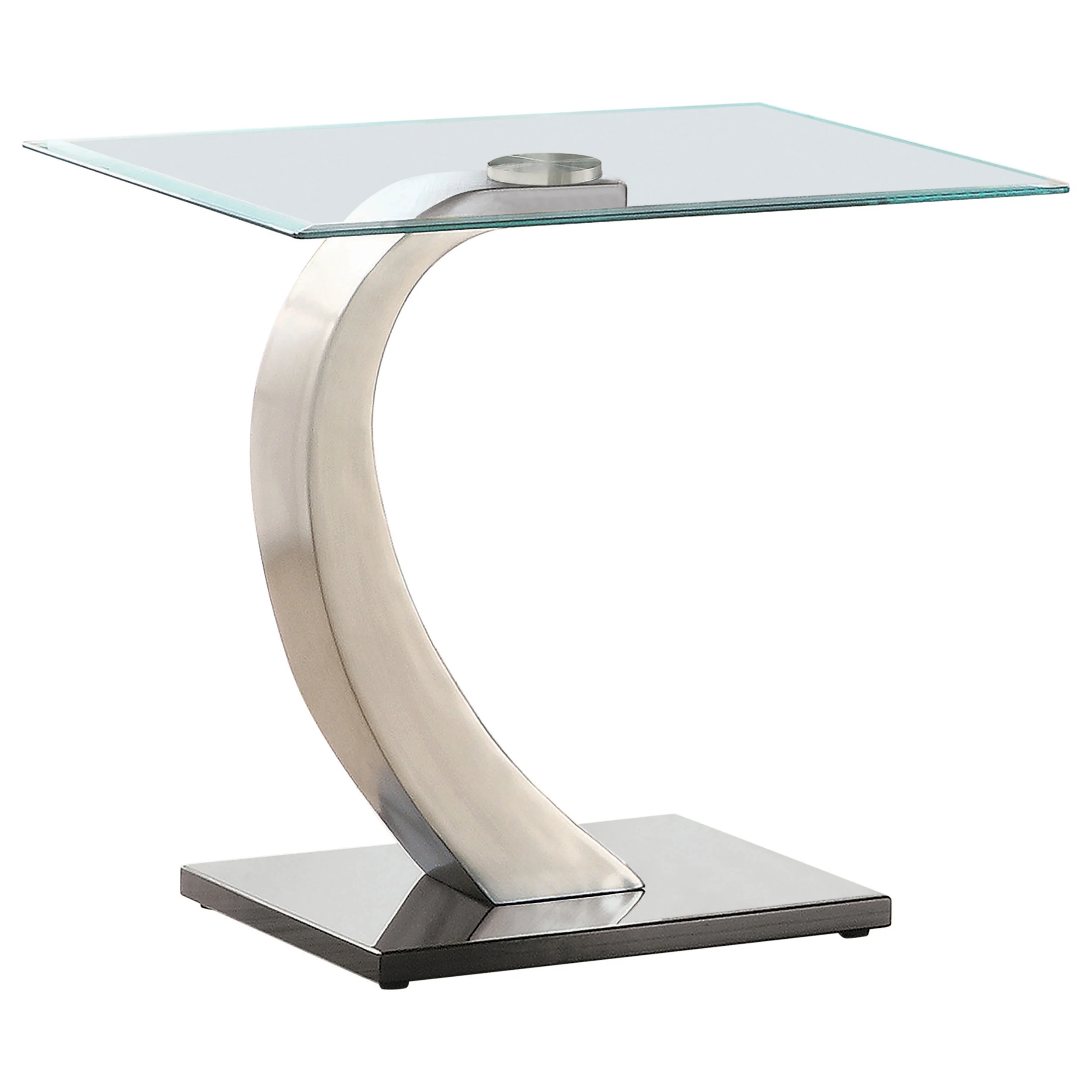Pruitt Rectangular Glass Top Metal End Table Satin Silver - Image 5