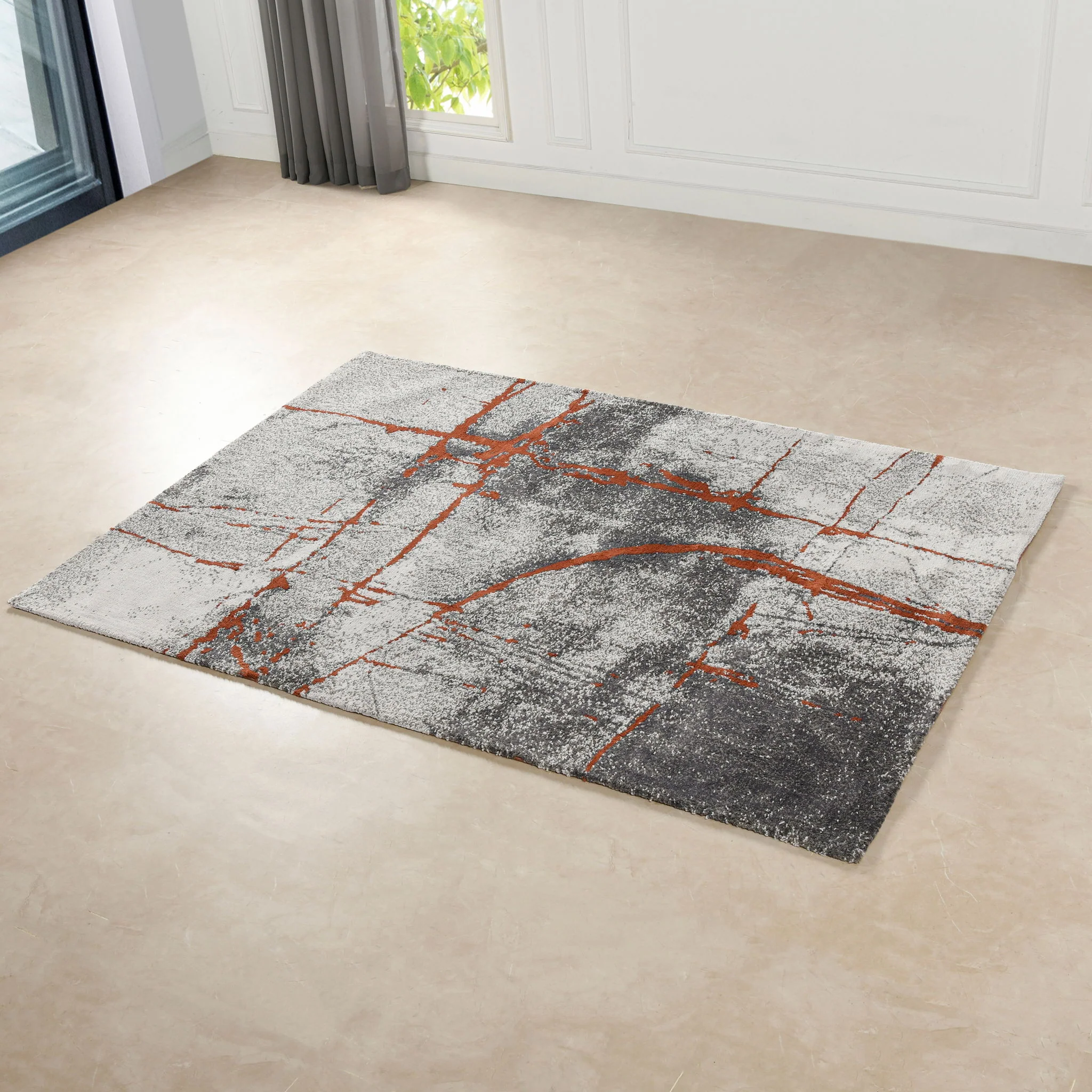 Quarry - 5' X 6.5' Abstract Area Rug - Gray / Orange - Image 4