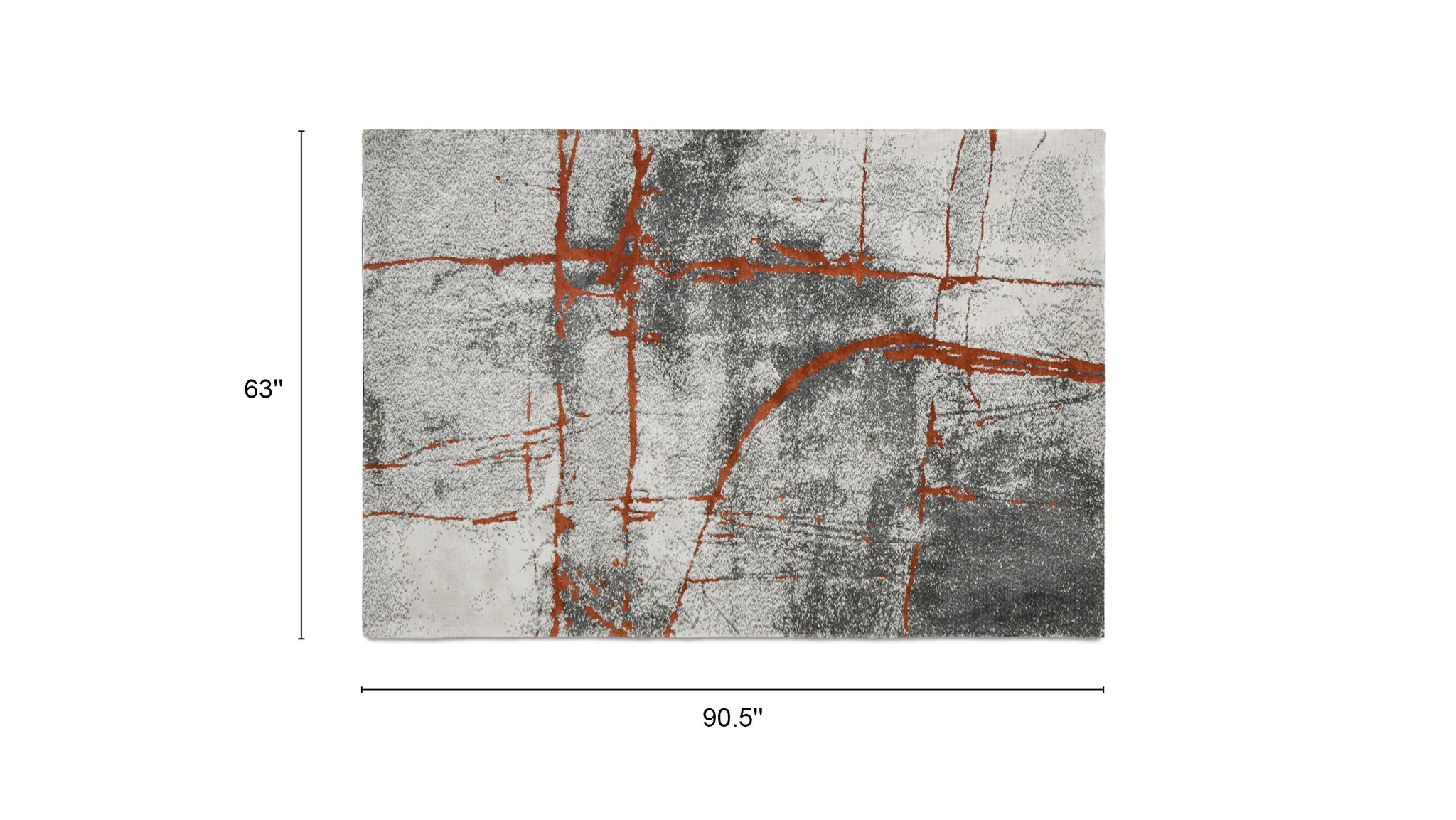 Quarry - 5' X 6.5' Abstract Area Rug - Gray / Orange - Image 9