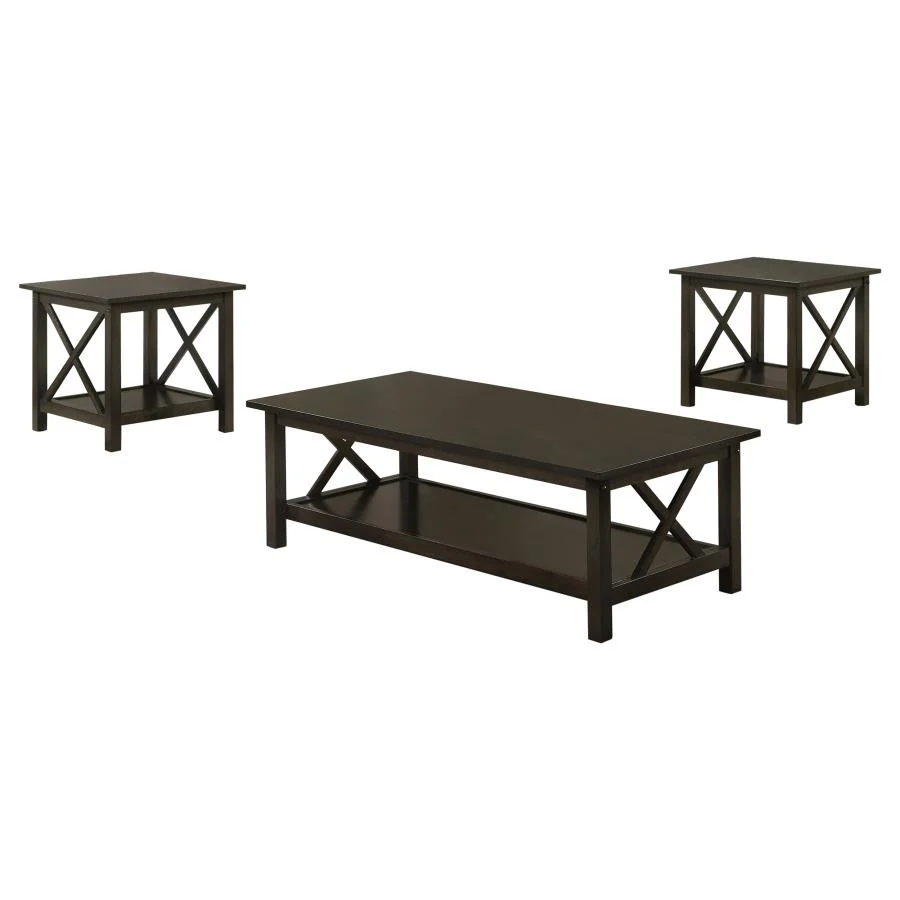 Rachelle - 3 Piece Rectangular Coffee Table Set - Deep Merlot - Image 2