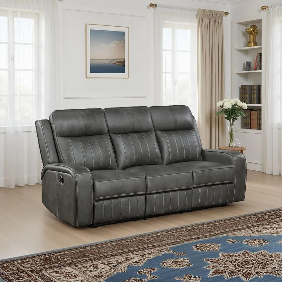 Raelynn - Upholstered Track Arm Motion Sofa - Gray - Image 2