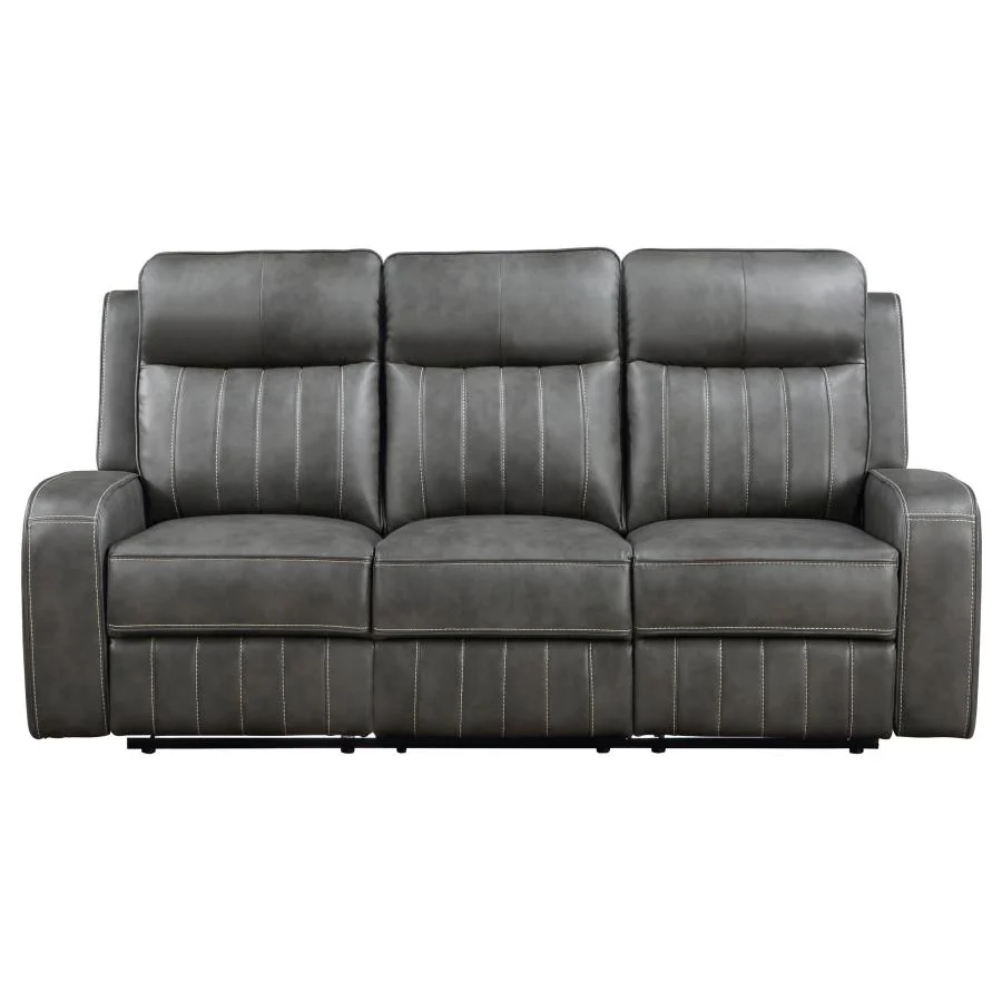 Raelynn - Upholstered Track Arm Motion Sofa - Gray - Image 4