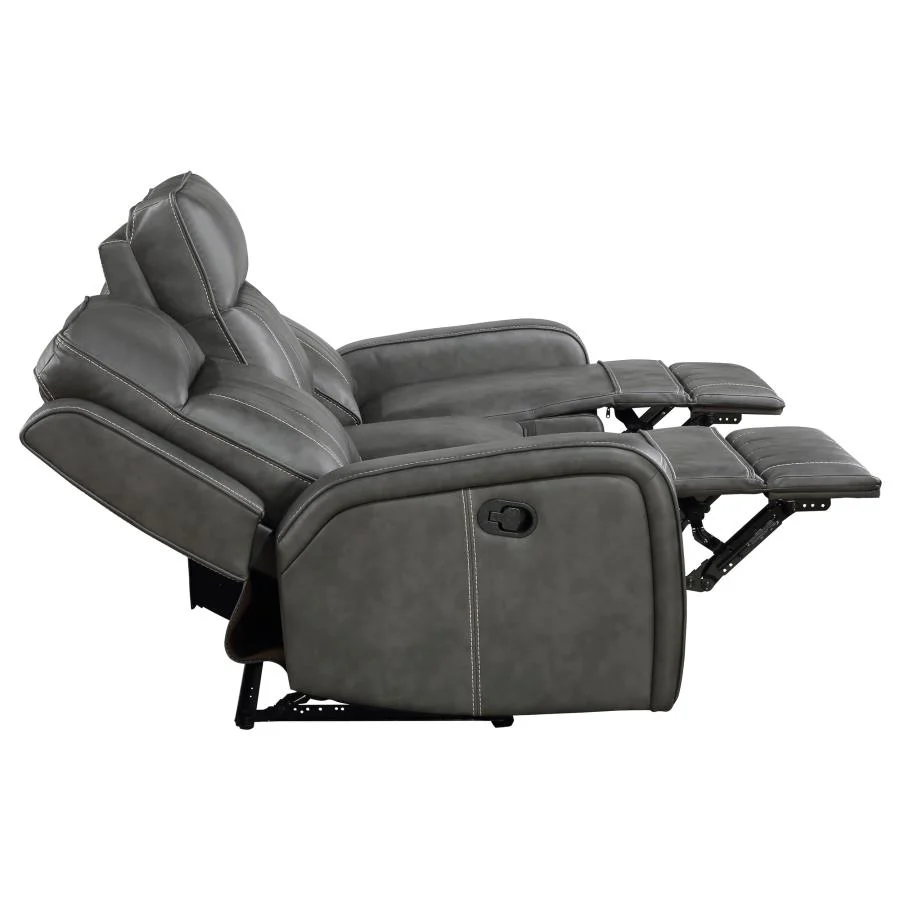 Raelynn - Upholstered Track Arm Motion Sofa - Gray - Image 7