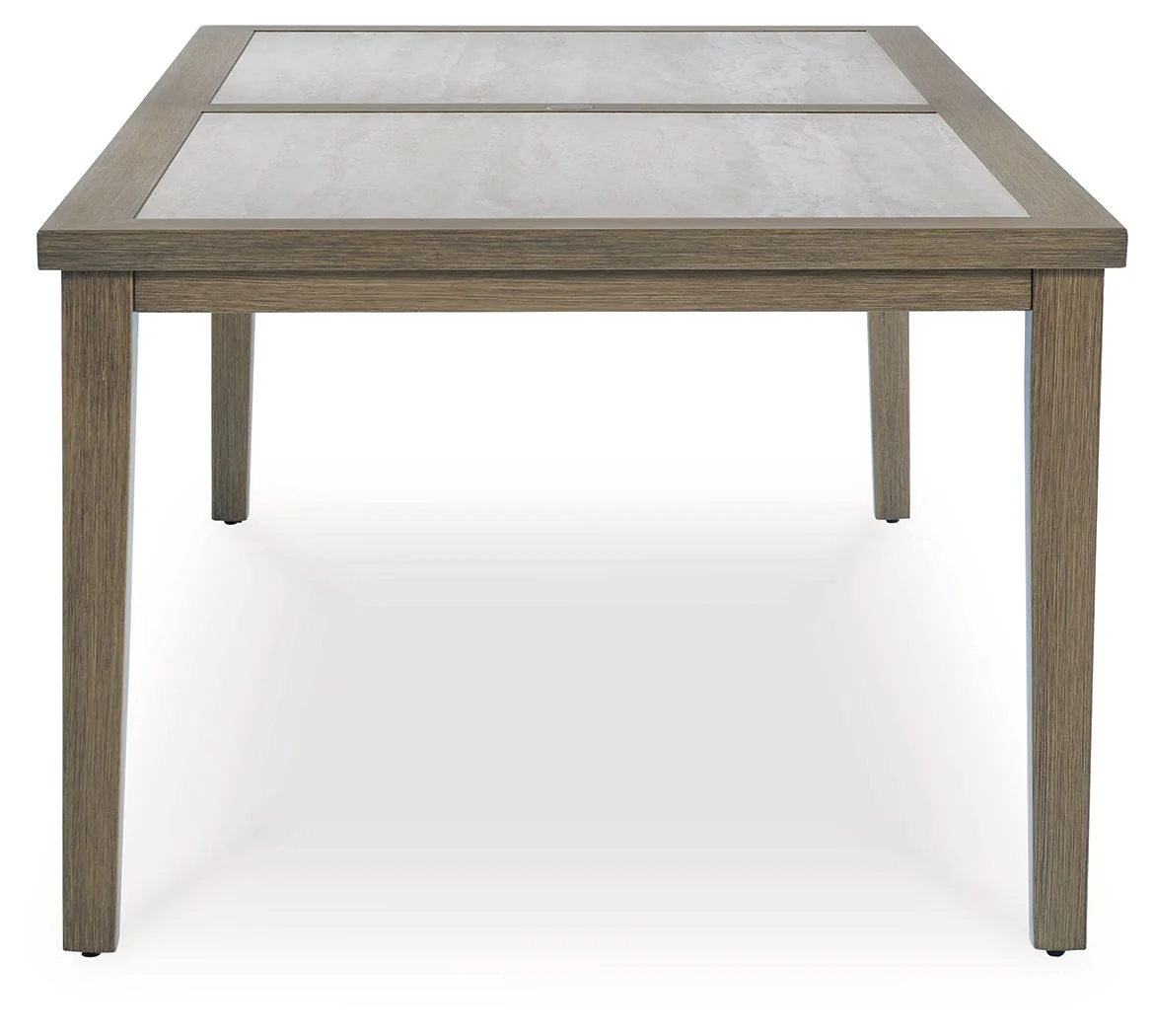 Rainier Ranch - Rectangle Dining Table With Umbrella Option - Brown / Beige - Image 3