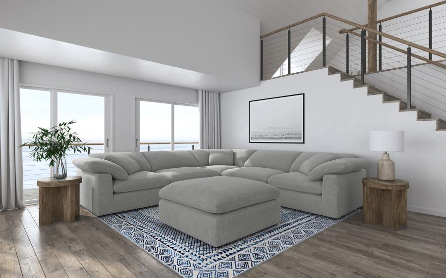 Raleigh - Boucle Upholstered Ottoman - Gray - Image 7