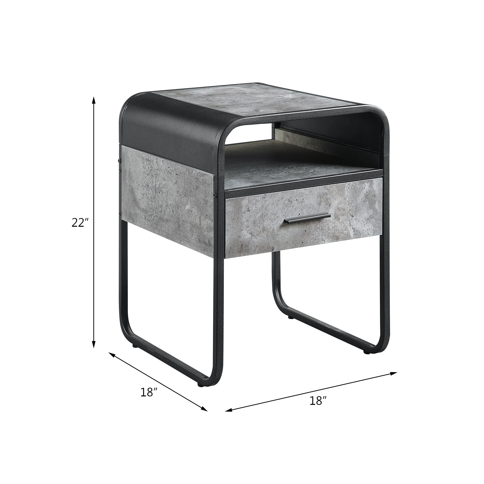 Raziela - End Table With Drawer - Concrete Gray / Black - Image 4