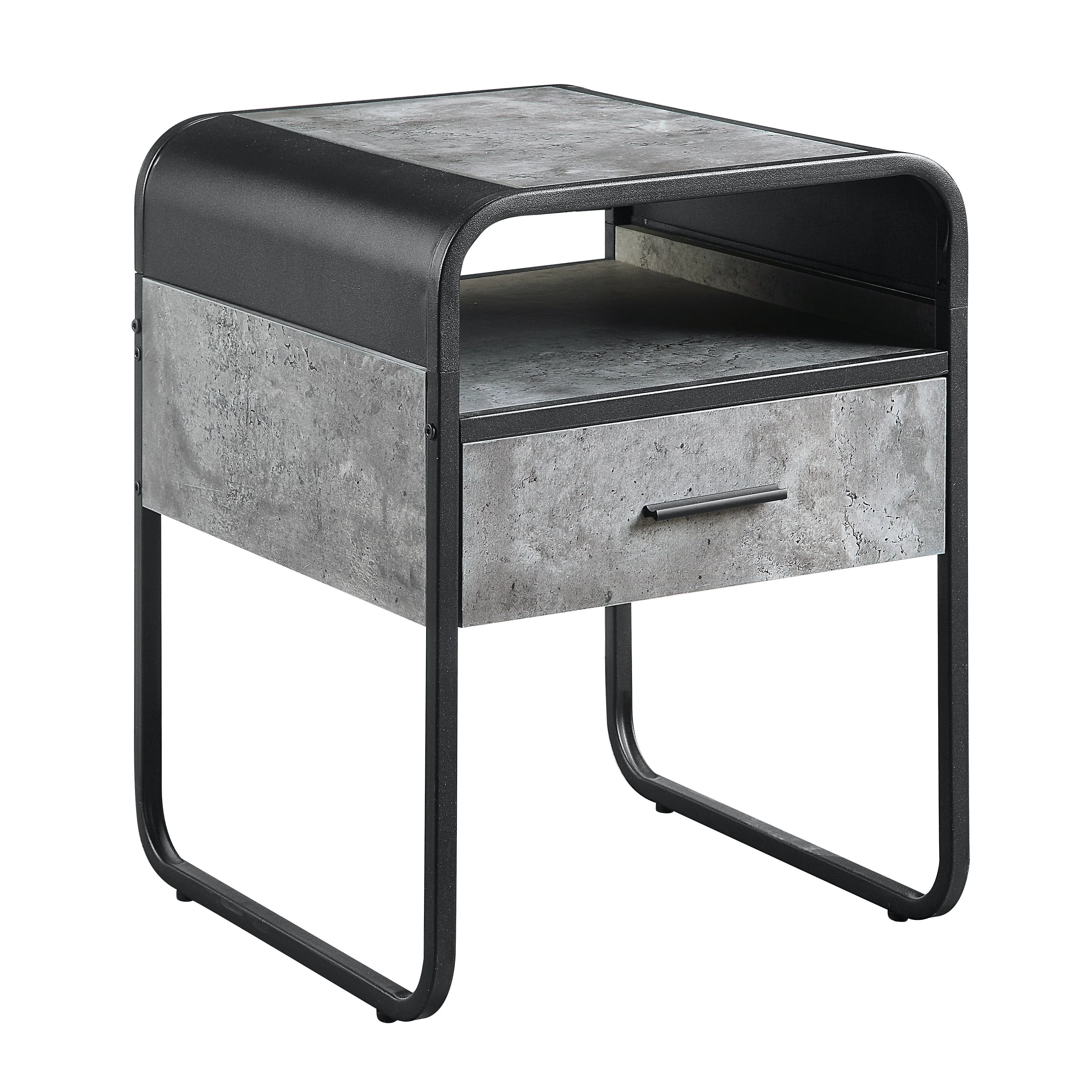 Raziela - End Table With Drawer - Concrete Gray / Black - Image 5