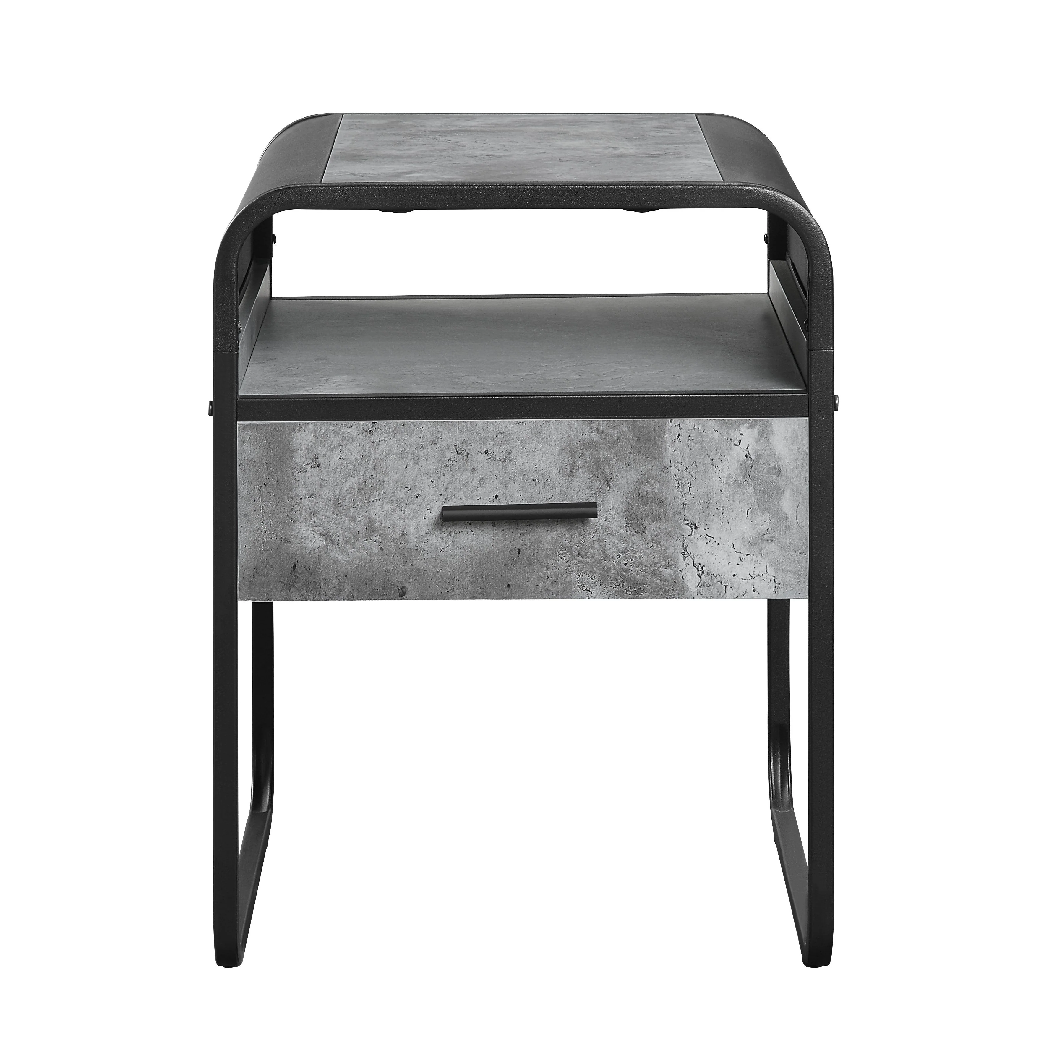 Raziela - End Table With Drawer - Concrete Gray / Black - Image 6