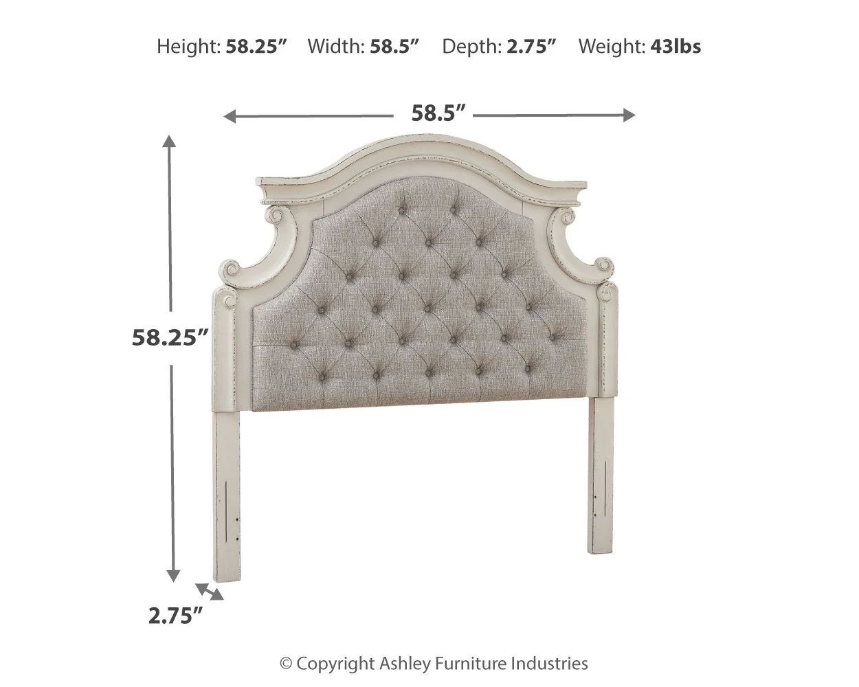 Realyn - Full UPH Panel Headboard - Chipped White - Image 4