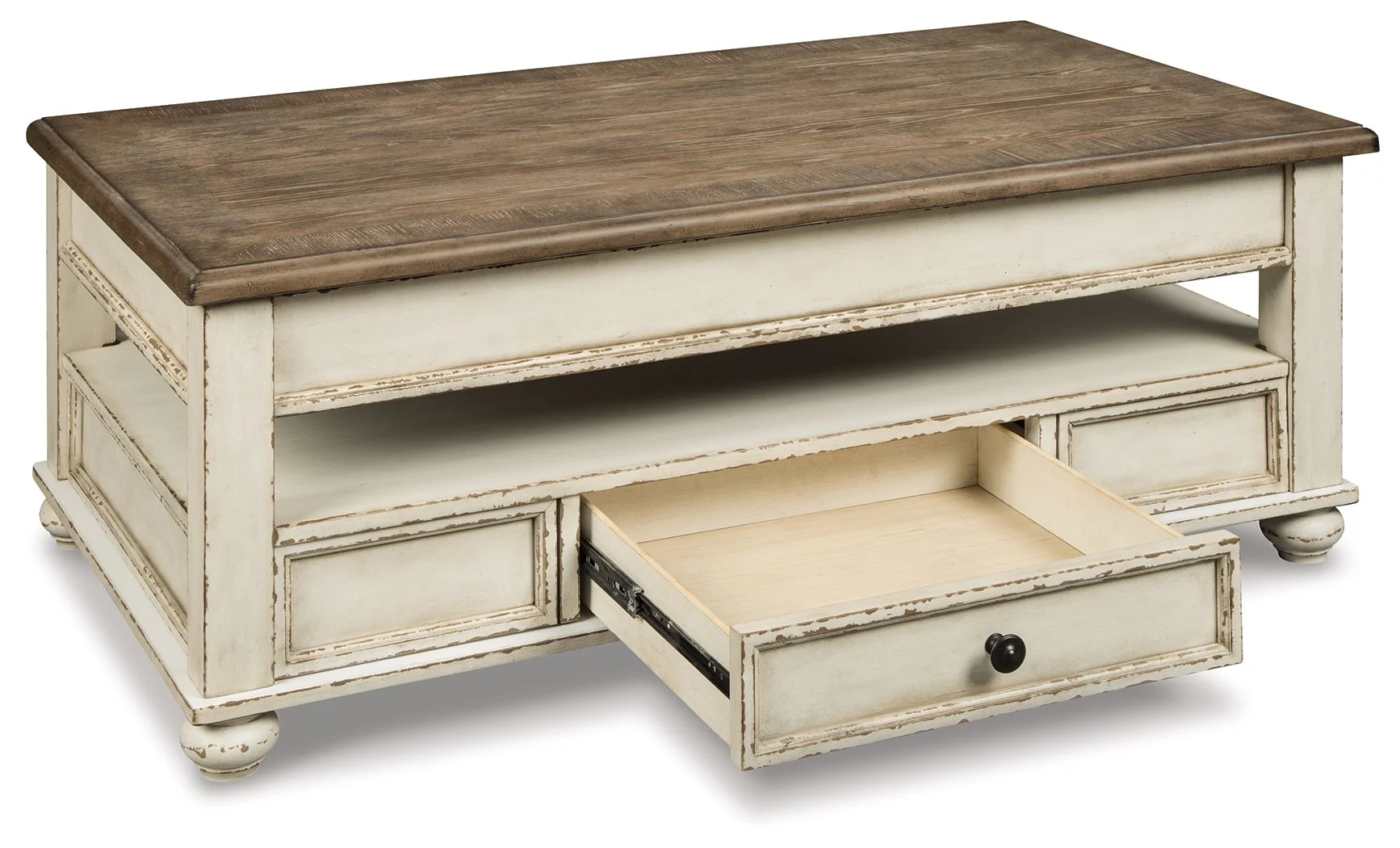 Realyn - Lift Top Cocktail Table - White / Brown - Image 12