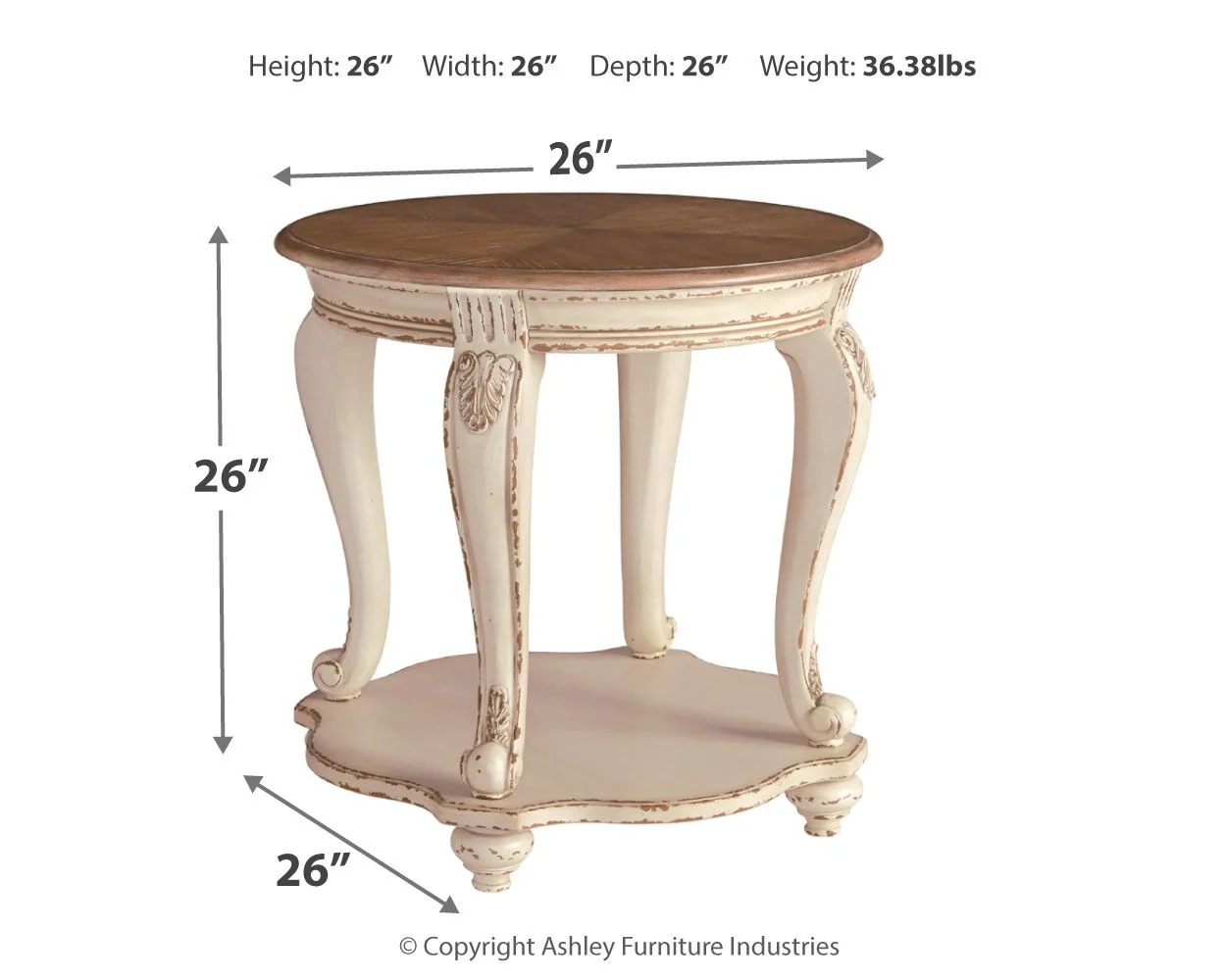 Realyn - Round End Table - White / Brown - Image 6