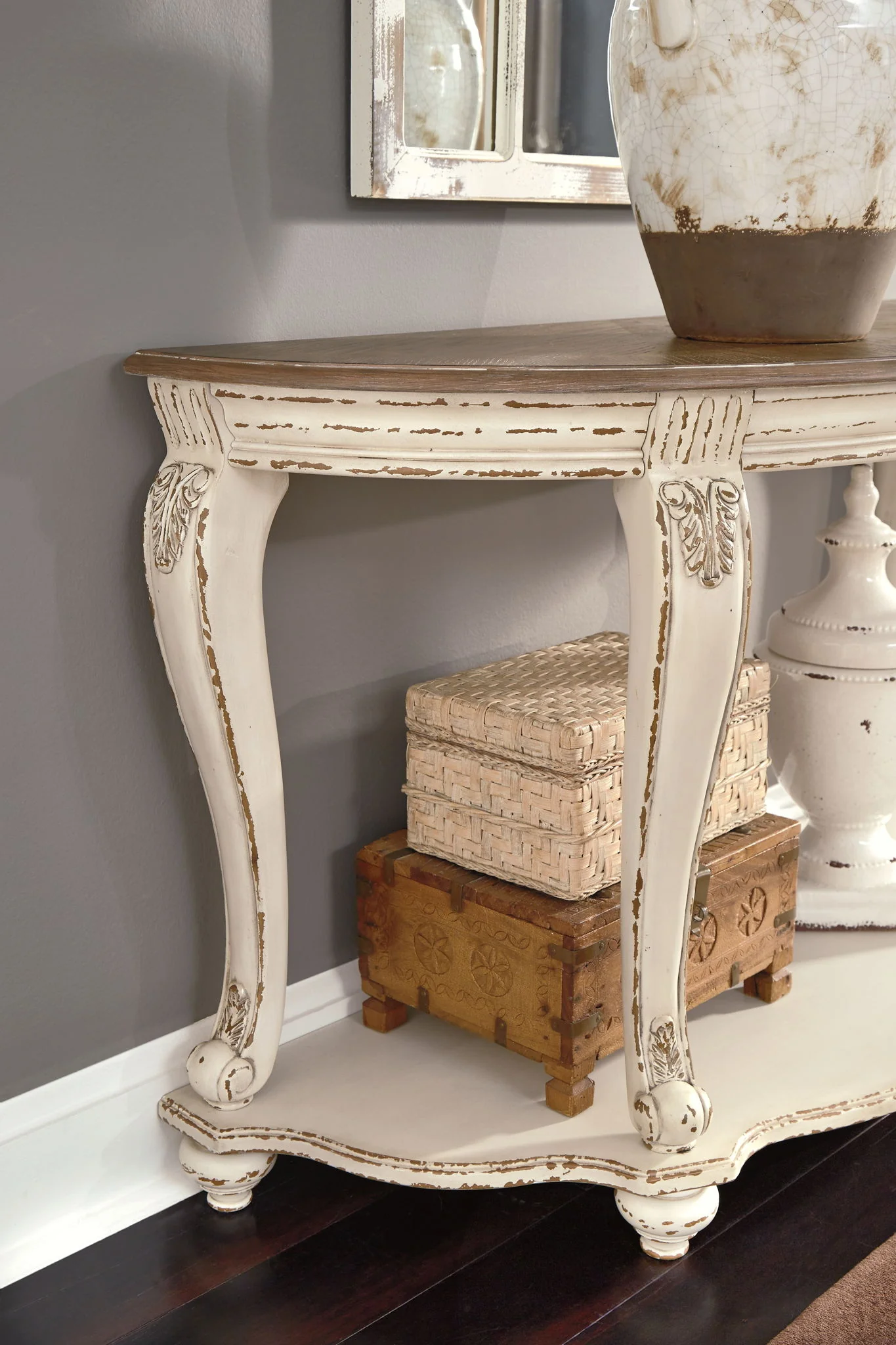 Realyn - Sofa Table - White / Brown - Image 4