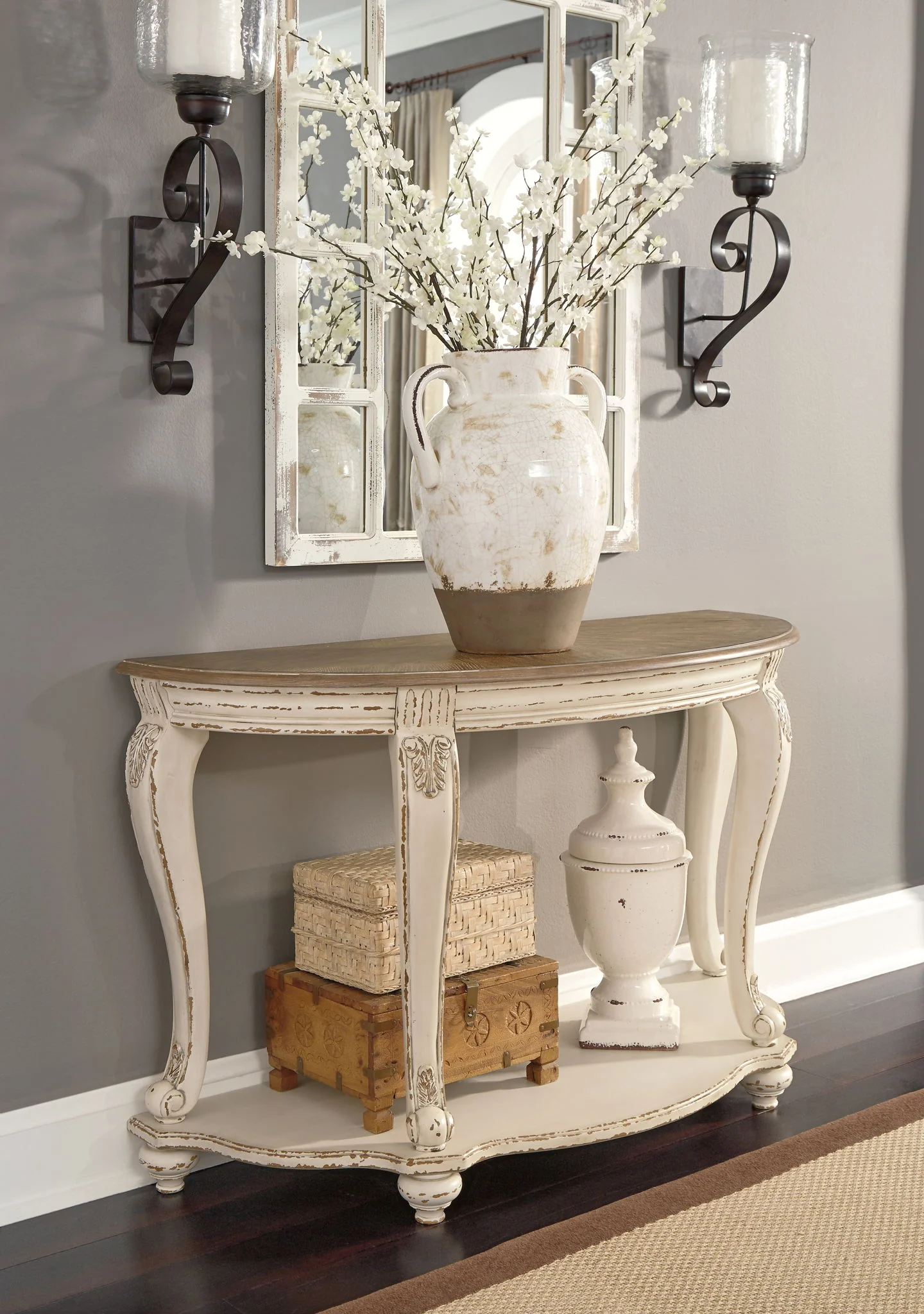 Realyn - Sofa Table - White / Brown - Image 9