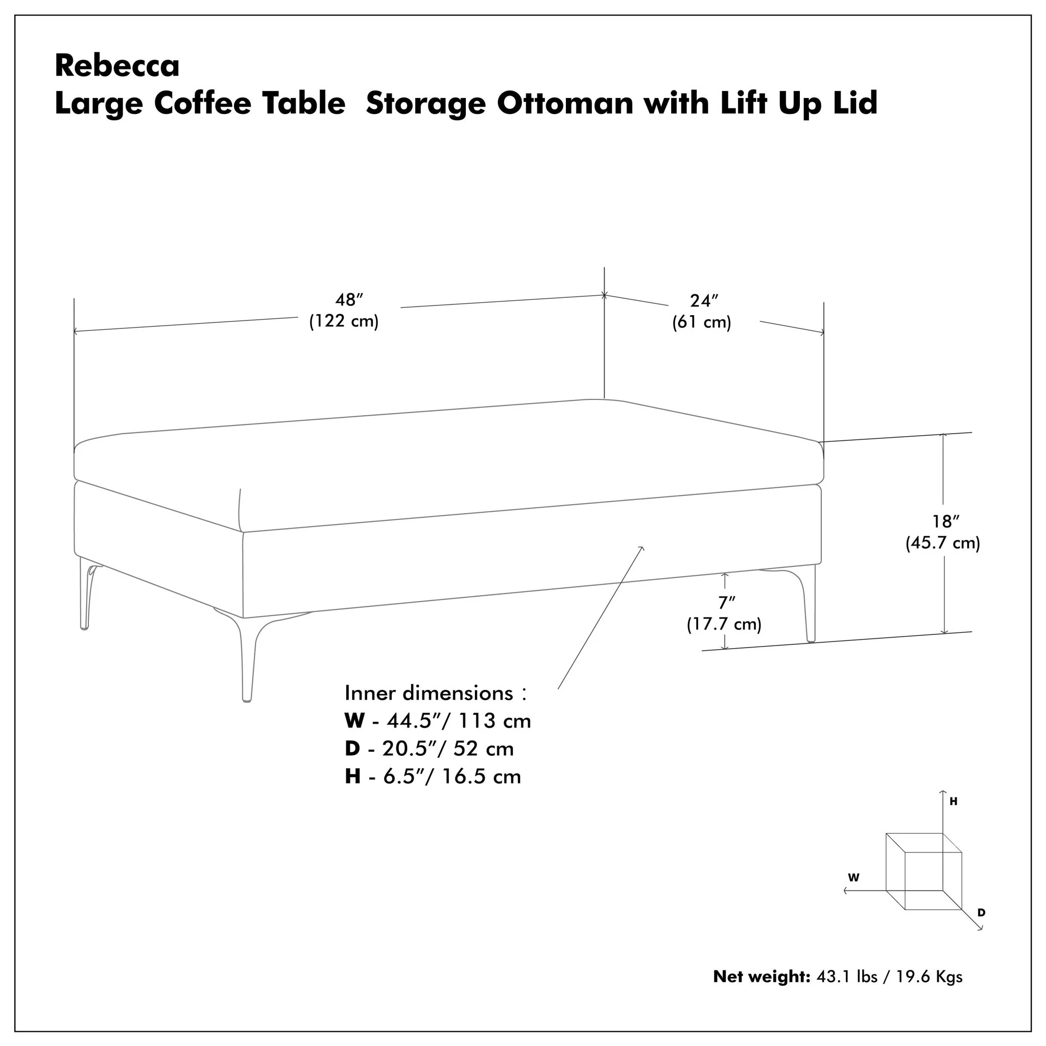 Rebecca - Multifunctional Coffee Table Storage Ottoman With Lift Up Lid - Image 37