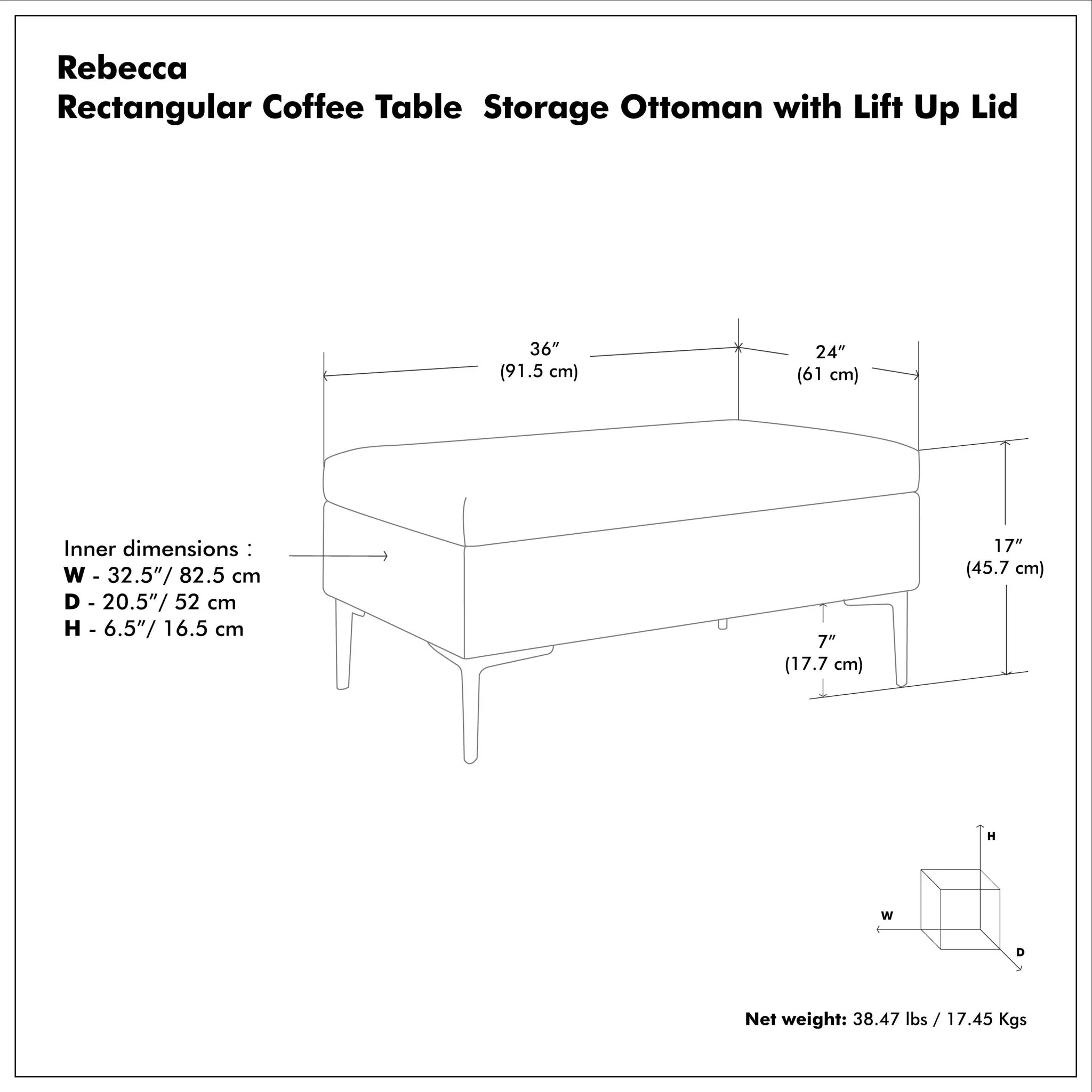 Rebecca - Multifunctional Coffee Table Storage Ottoman With Lift Up Lid - Image 39