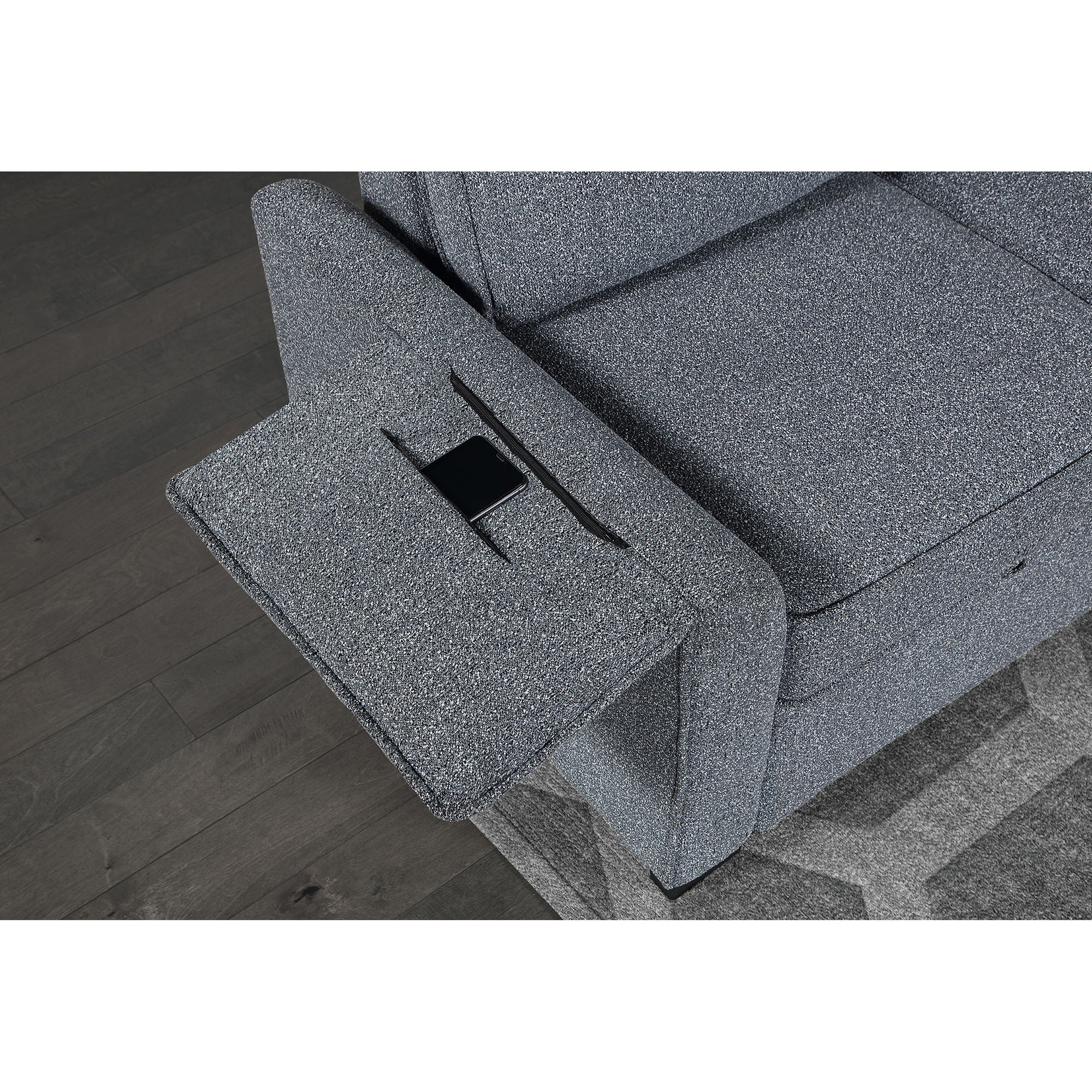 Rebecca - Sofa With Pull Out Bed, Storage Chaise, USB And Cup Holders - Dark Gray - Image 5