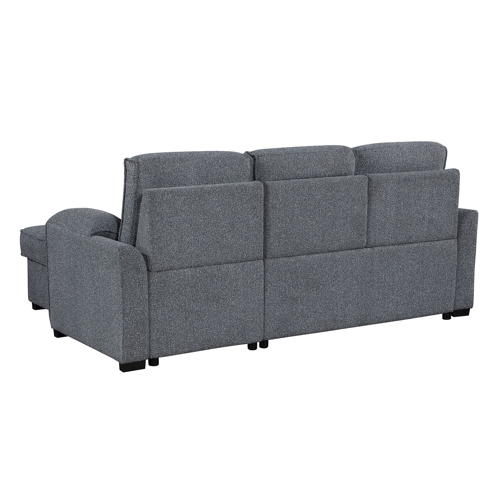 Rebecca - Sofa With Pull Out Bed, Storage Chaise, USB And Cup Holders - Dark Gray - Image 6