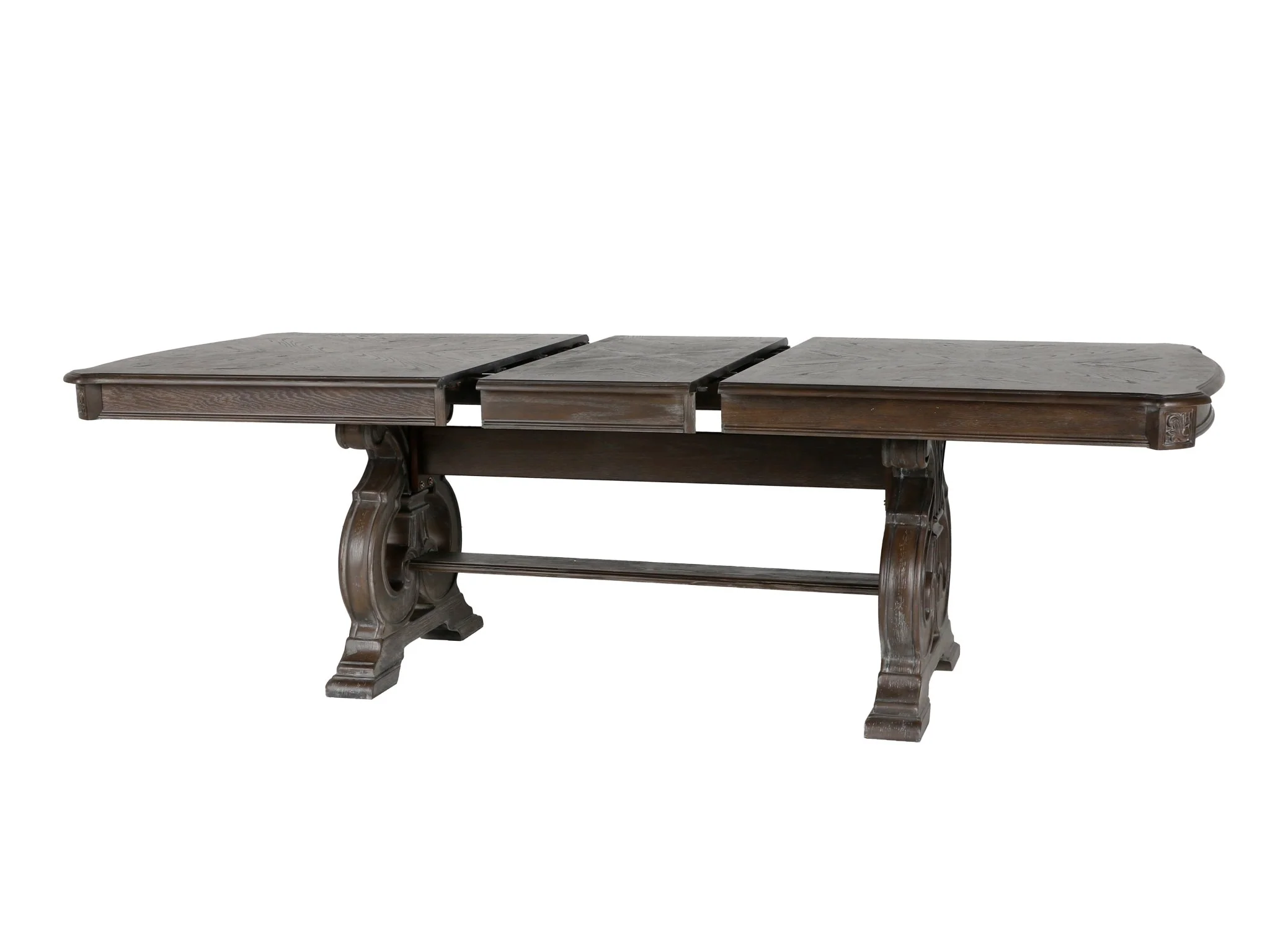Reclaimed Grey Oak 7-Piece Dining Set — Rectangular Trestle Table with 6 Upholstered Chairs - Image 4