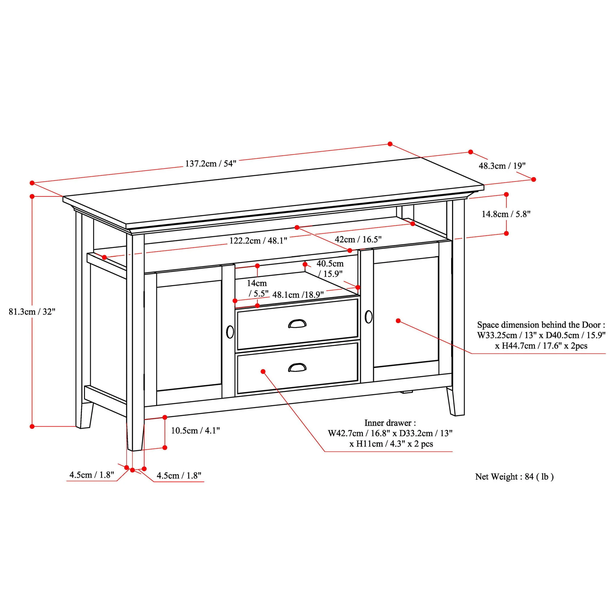 Redmond - Tall TV Media Stand - Rustic Natural Aged Brown - Image 5