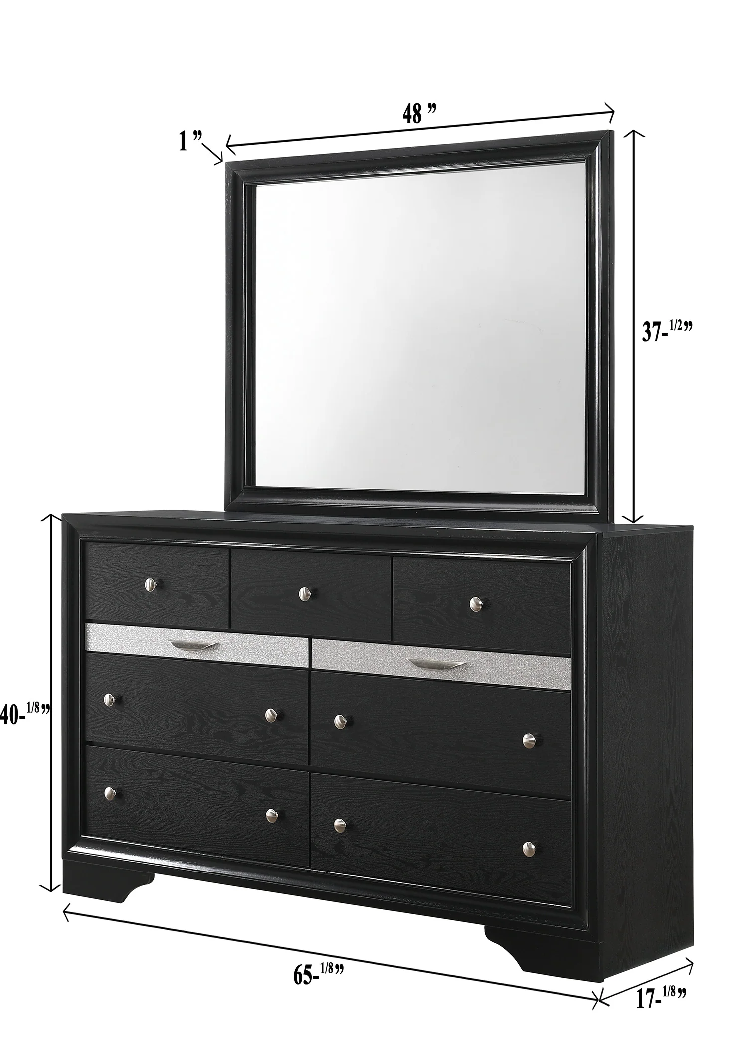 Regata Dresser Mirror Black/Silver - Image 2