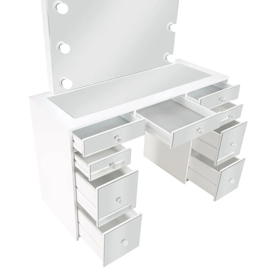 Regina - Makeup Vanity Table Set With Lighting - White - Image 10