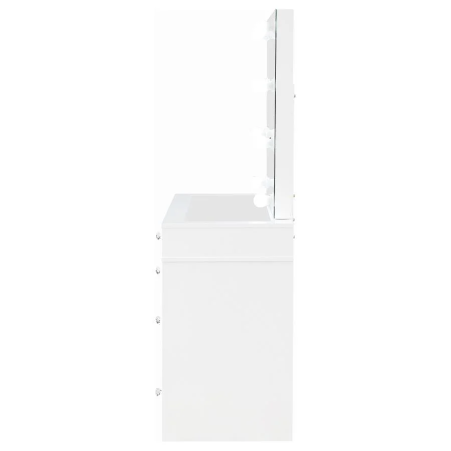 Regina - Makeup Vanity Table Set With Lighting - White - Image 6