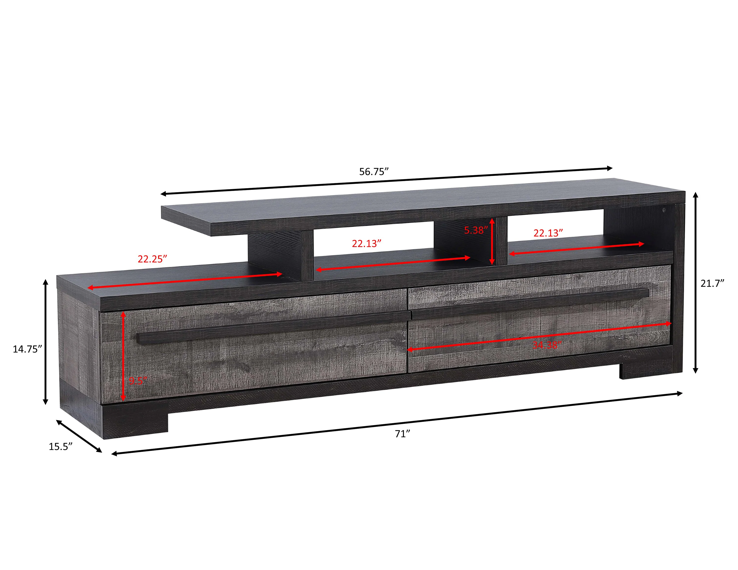 Remington Tv Stand Gray/Ebony - Image 2