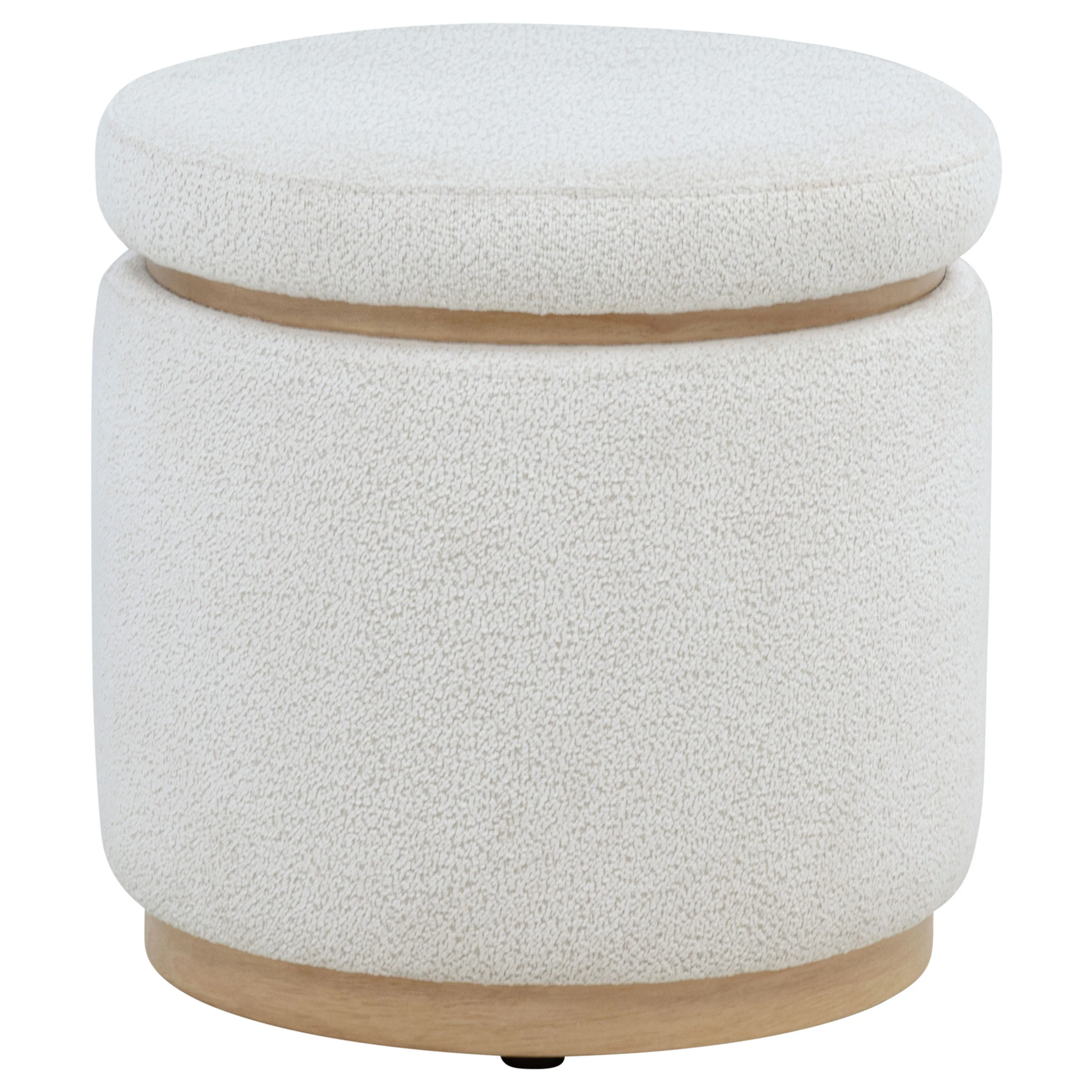 Remuda - Boucle Upholstered Round Storage Ottoman - Ivory - Image 7
