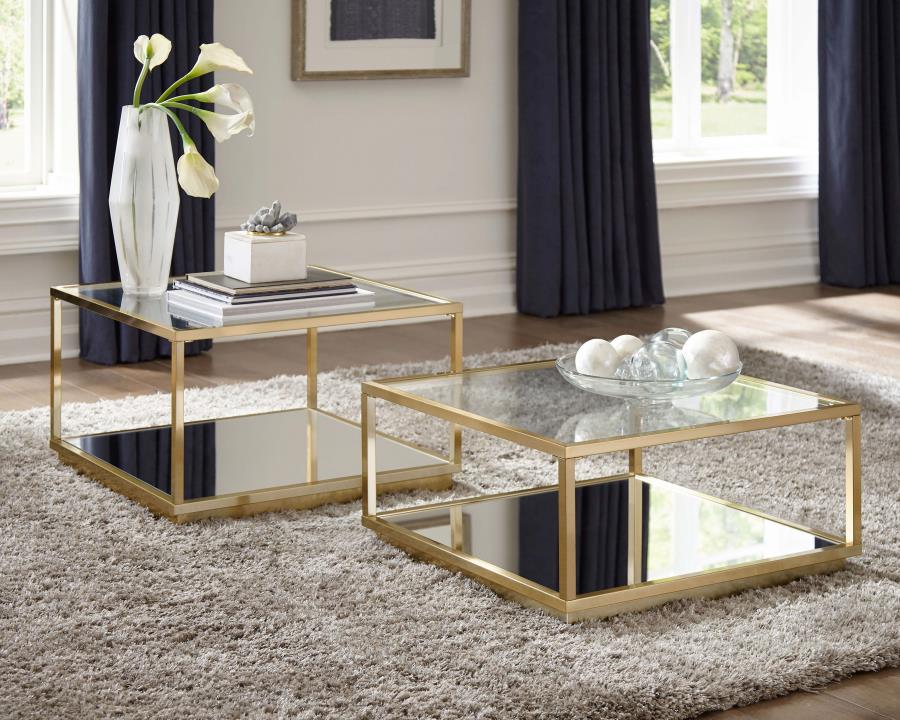 Renee - 2 Piece Square Coffee Table Set - Rose Brass - Image 2