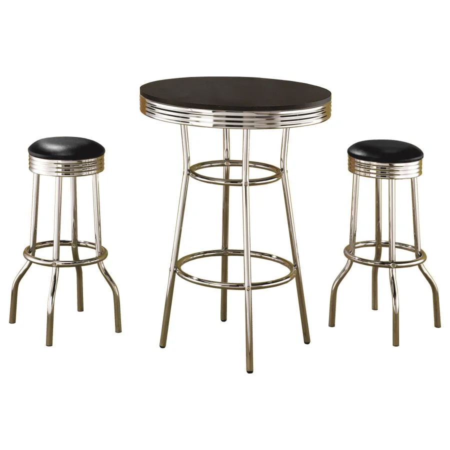 Retro - 3 Pieces Round 1950s Bistro Pub Bar Table Set - Image 4