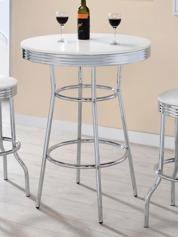 Retro - Round 30" 1950's Bistro Pub Height Bar Table - Image 3