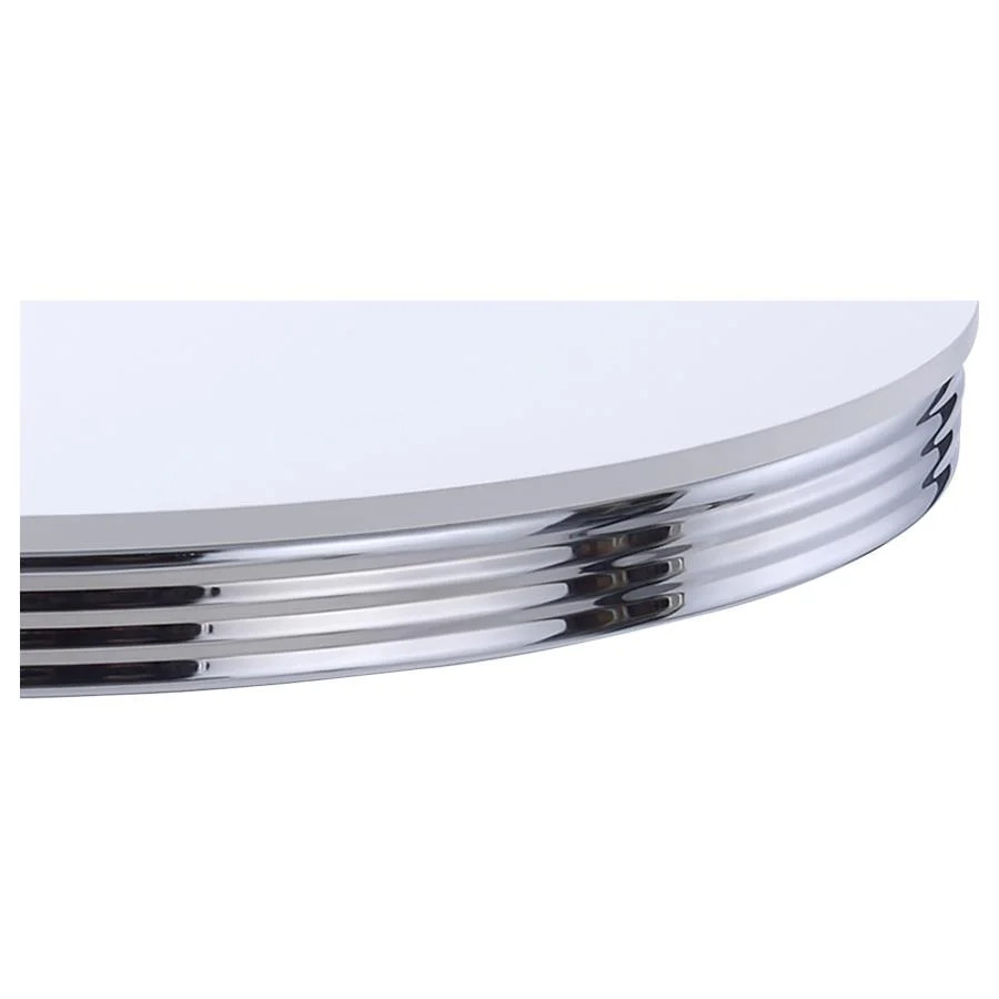 Retro - Round Wood Top Dining Table - White And Chrome - Image 3