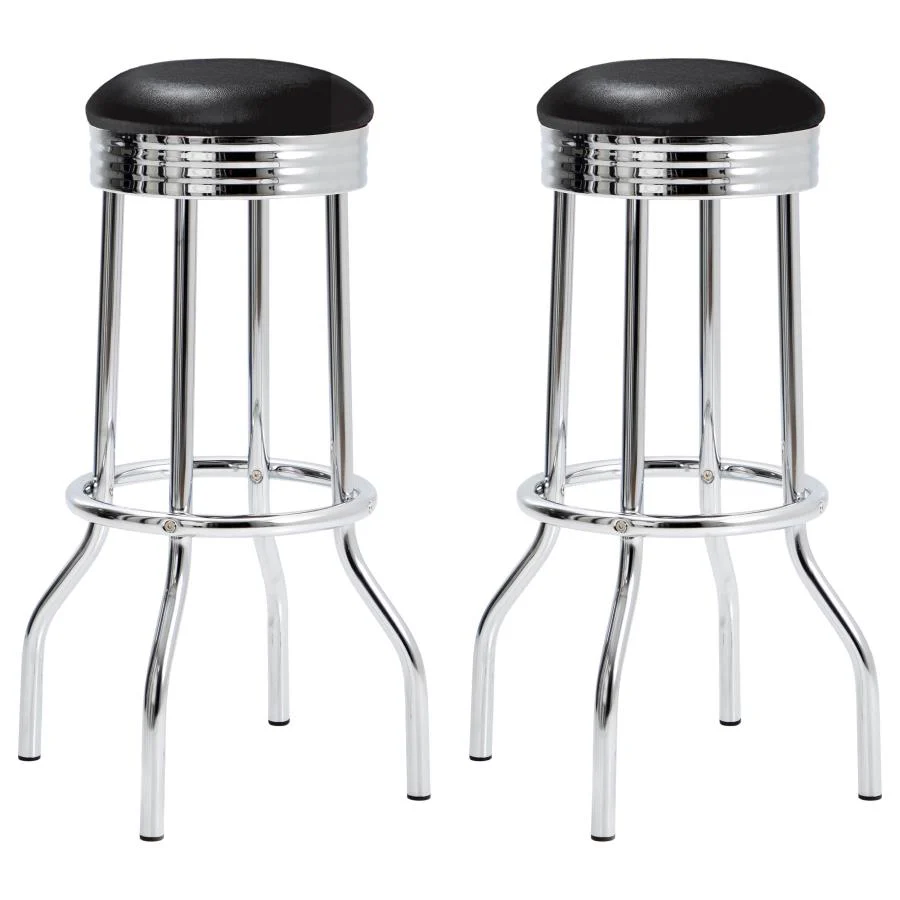 Retro - Upholstered Metal Swivel Bar Stool (Set of 2) - Image 3