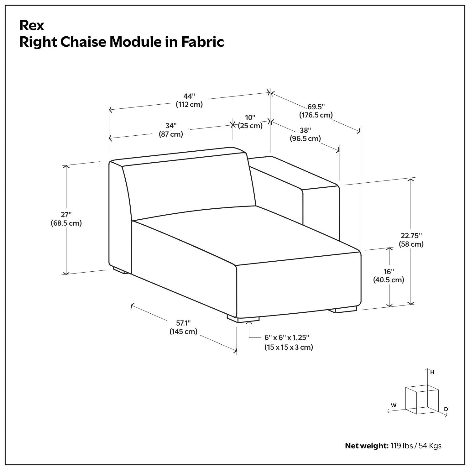 Rex - Chaise Sofa Module - Image 10