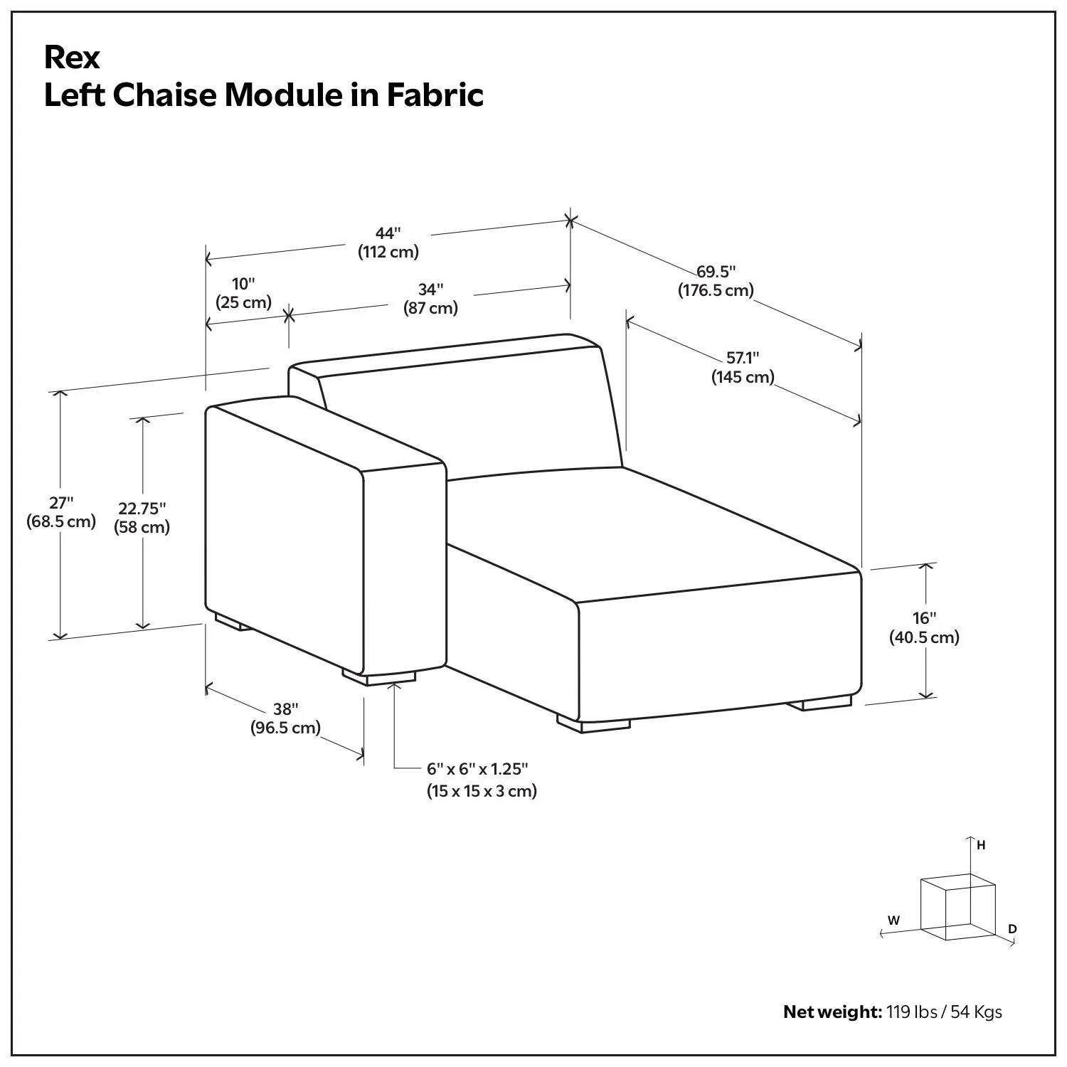 Rex - Chaise Sofa Module - Image 9