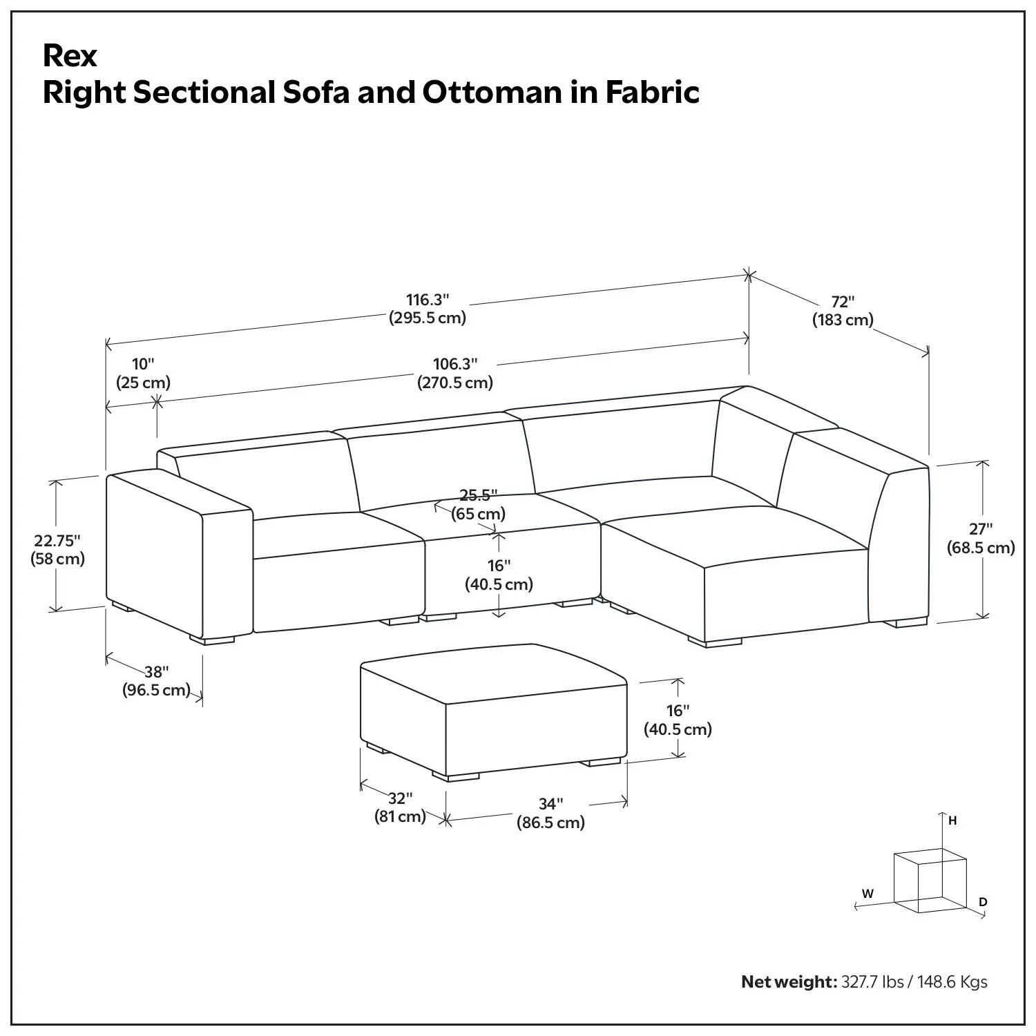 Rex - Handcrafted Sectional Sofa And Ottoman - Image 13
