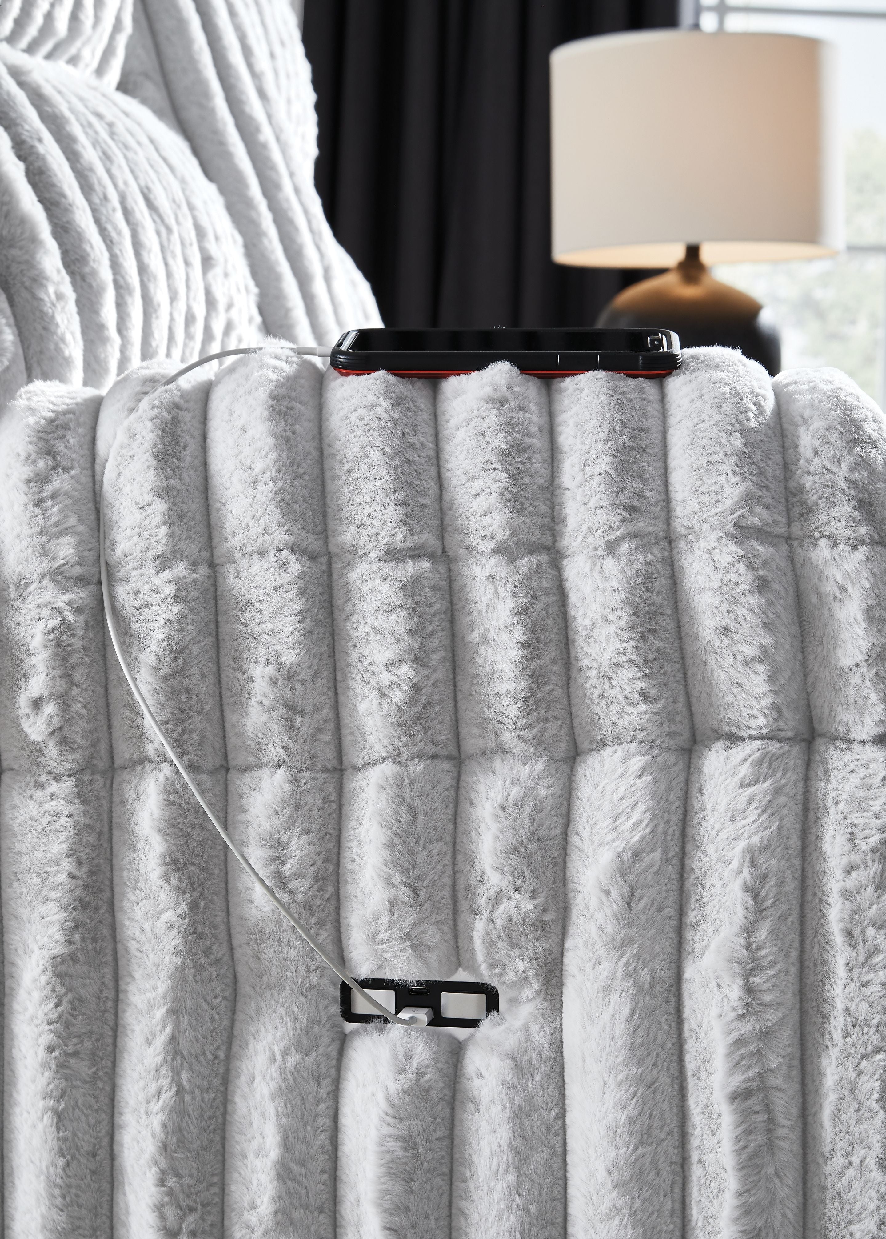 Rhines Falls - Reclining Power Sofa With Drop Down Table - Alloy - Image 2