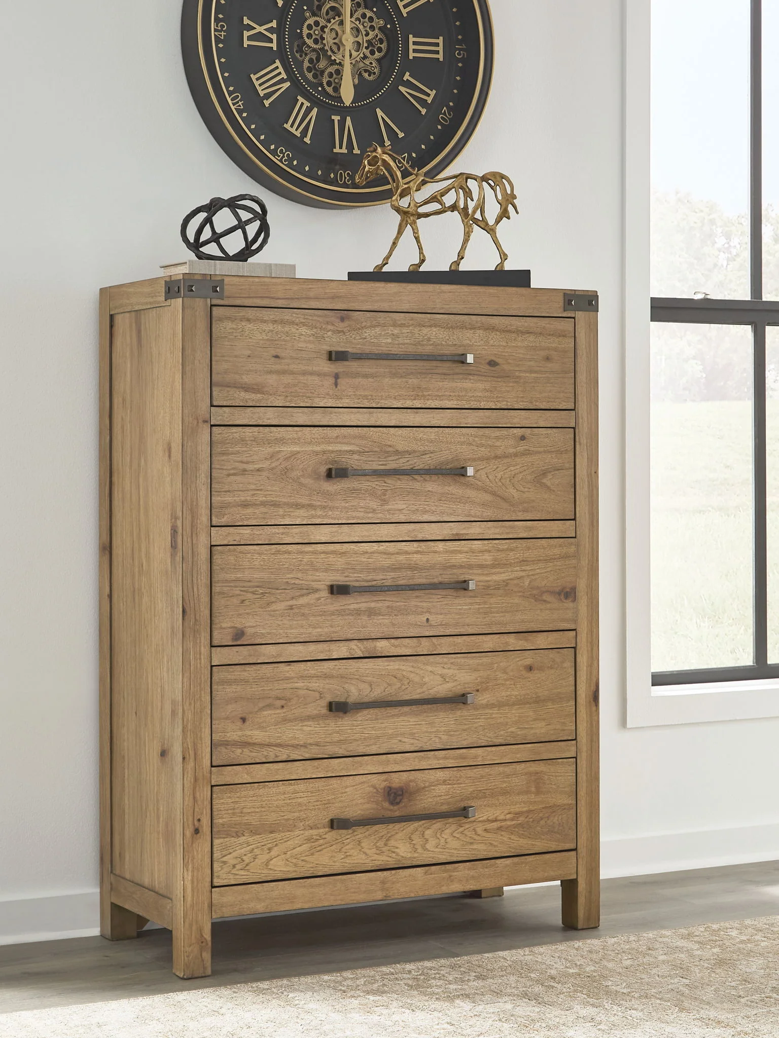 Ridgester - Five Drawer Chest - Light Brown - Image 6
