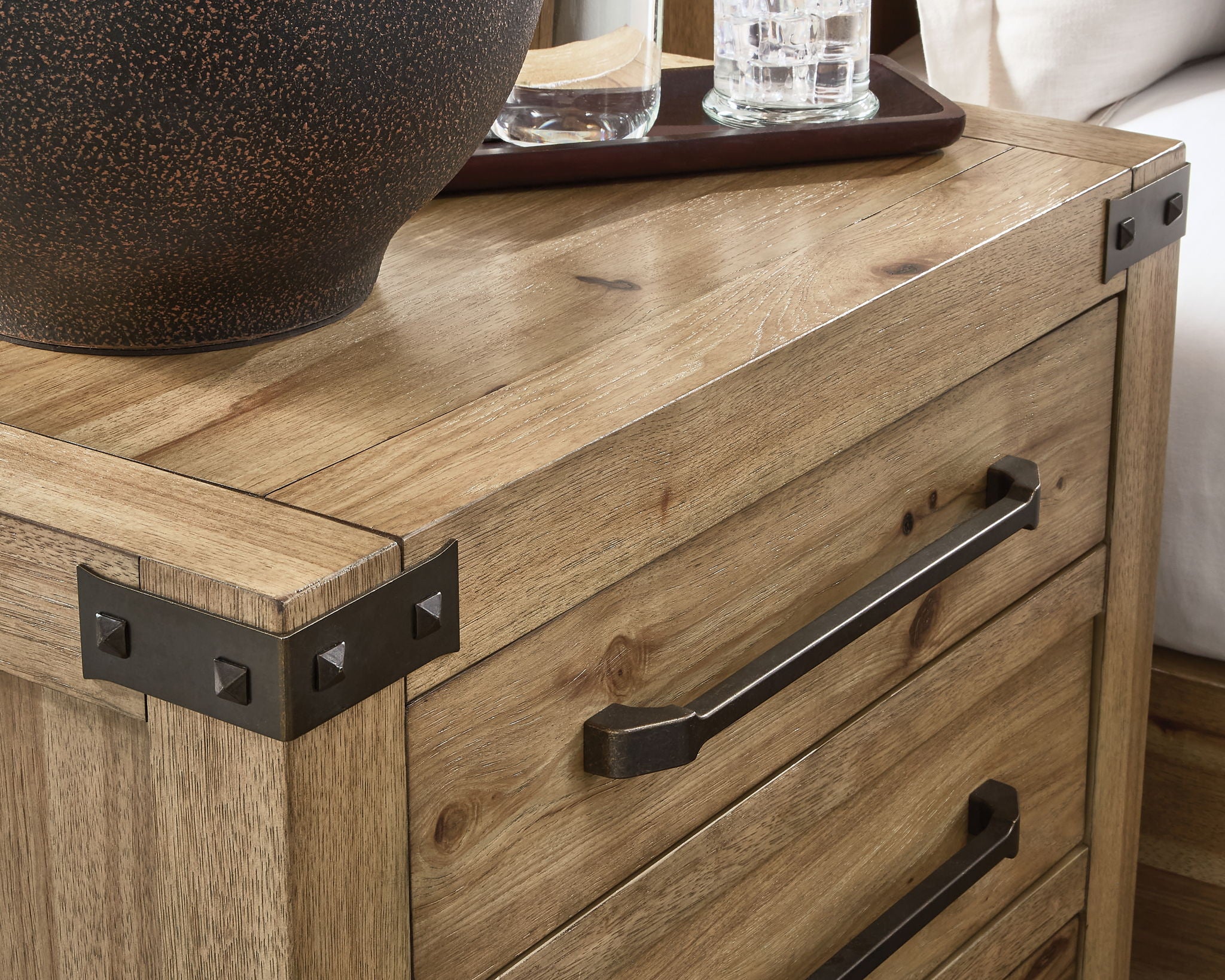 Ridgester - Three Drawer Night Stand - Light Brown - Image 6